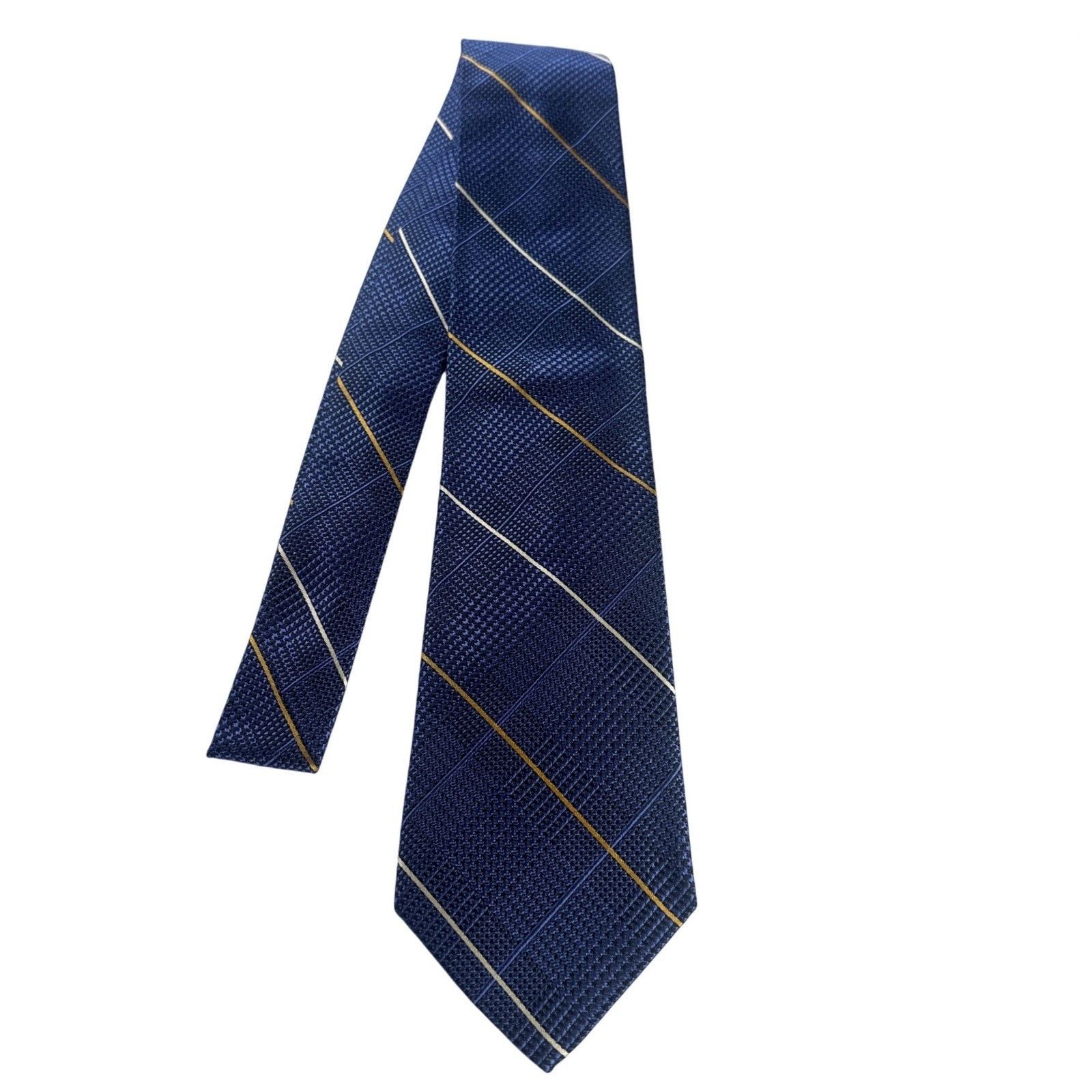 Paul Frederick Paul Frederick Silk Blend Navy Blue Plaid Dress Tie NWT Size ONE SIZE - 1 Thumbnail