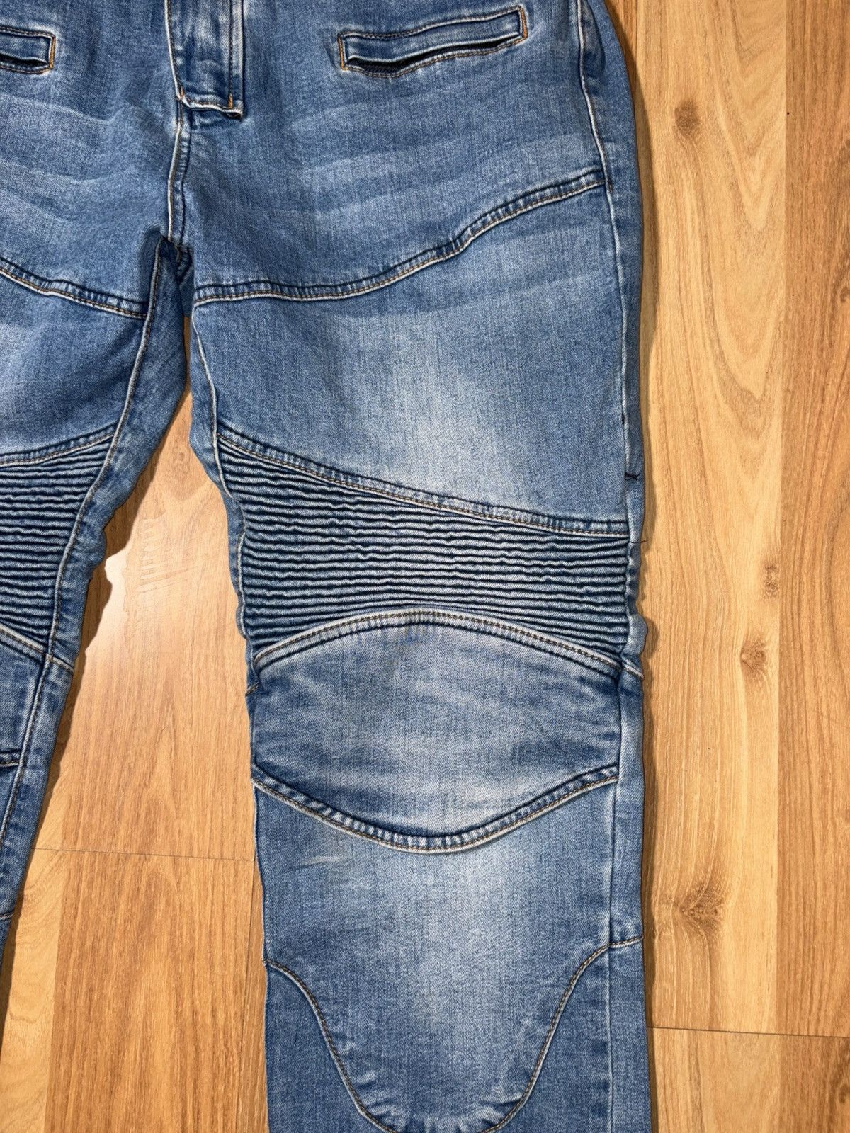 Japanese Brand Balmain Biker Style Distressed jeans Panelled Moto Denim Size US 36 / EU 52 - 5 Thumbnail