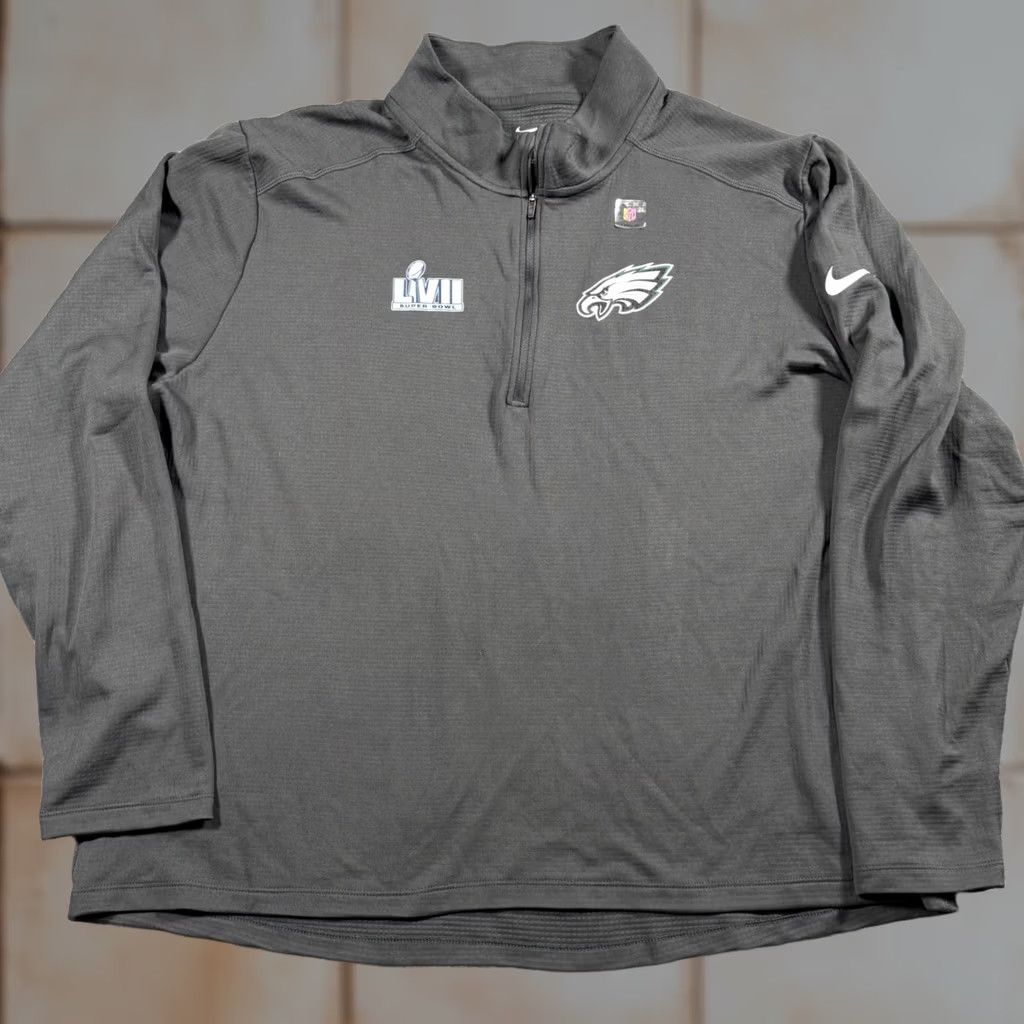 Nike Nike Philadelphia Eagles Super Bowl LVII Dri-FIT 1/4 Zip Pullover XXL Gray Men Size US XXL / EU 58 / 5 - 1 Thumbnail
