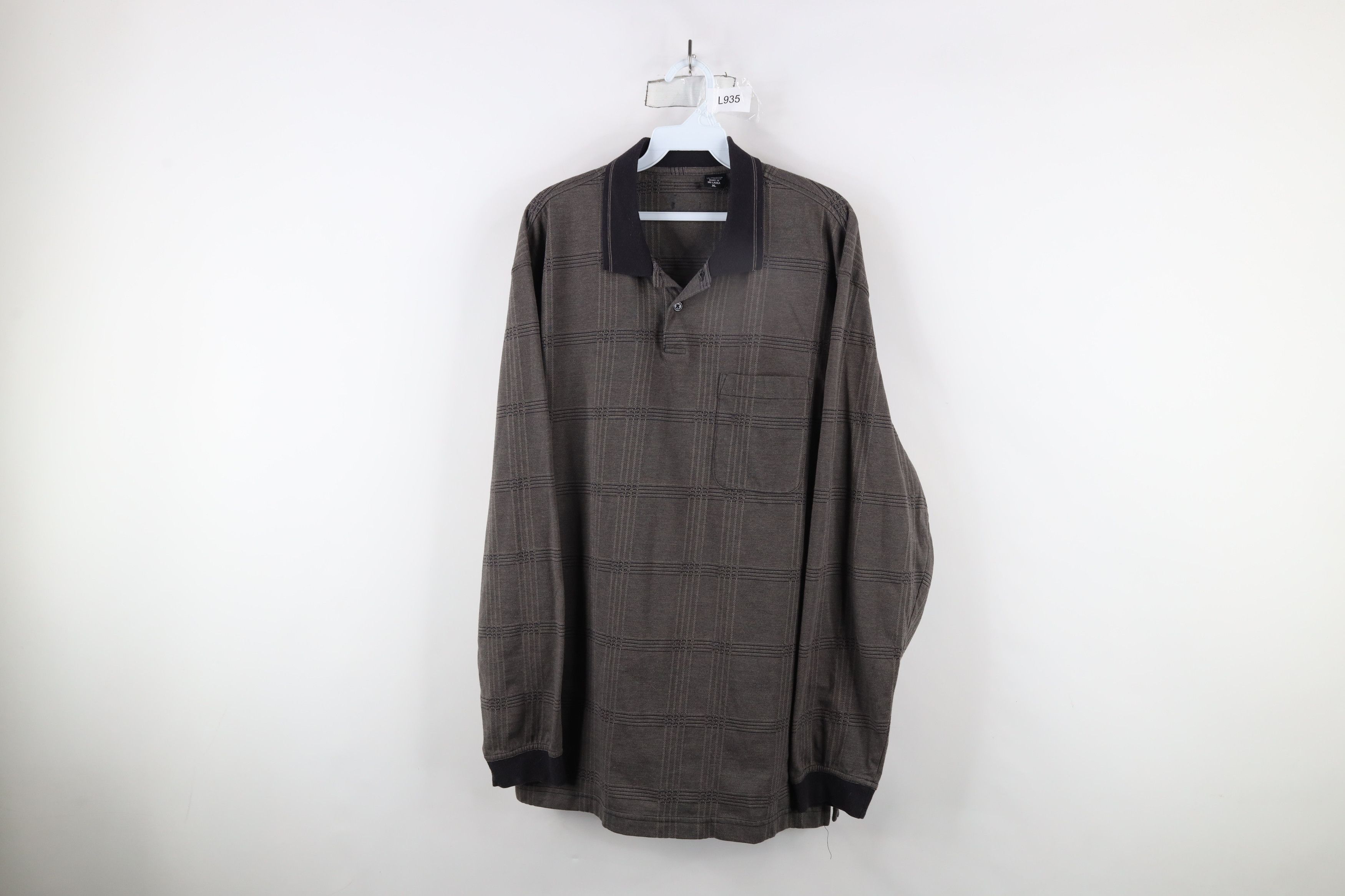 Vintage Vintage 90s Streetwear Checkered Collared Long Sleeve Polo Size US XL / EU 56 / 4 - 1 Thumbnail