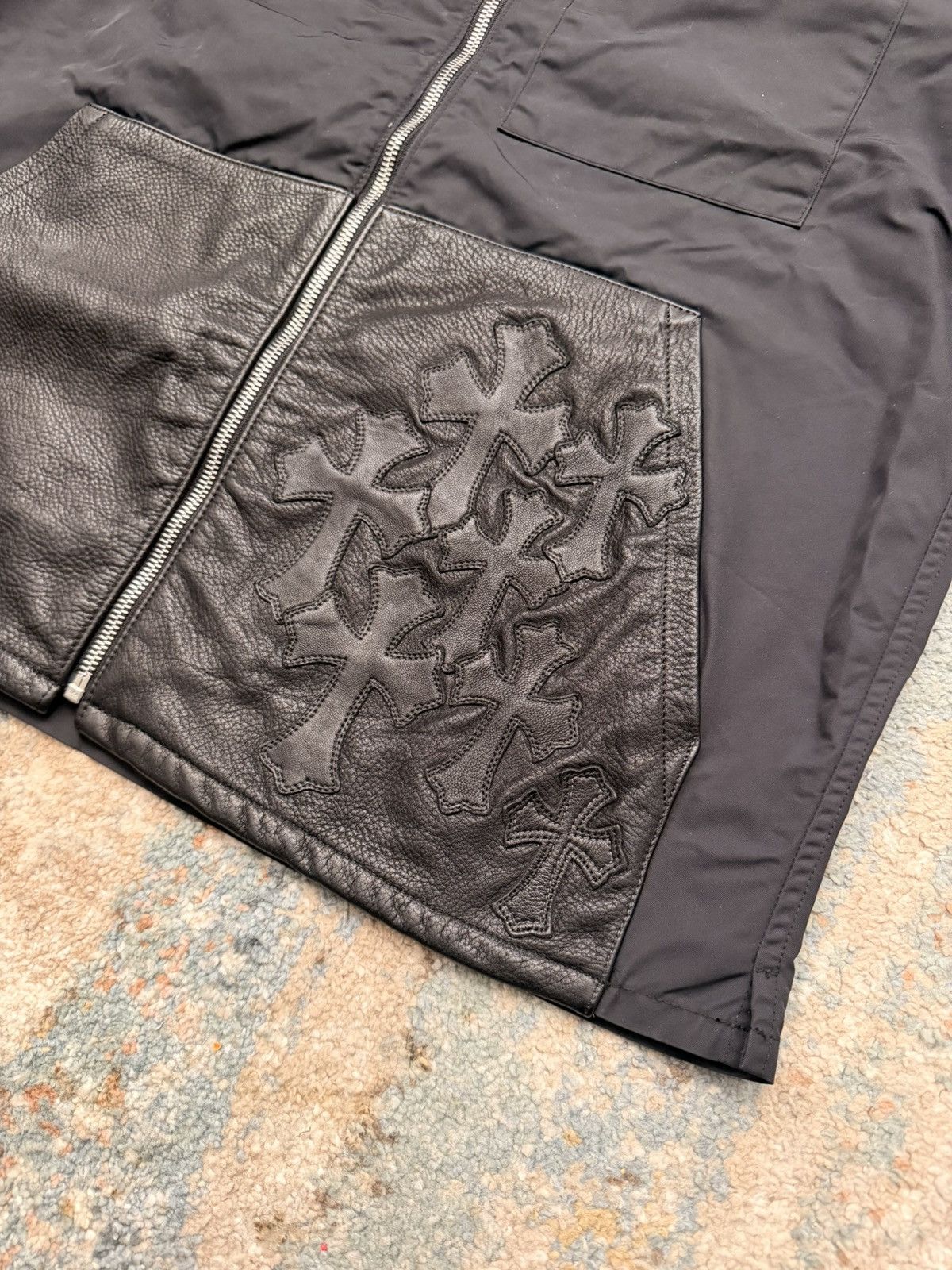 Chrome Hearts Chrome Hearts Leather Nylon Cross Patch Flooded Zip Shirt Size US M / EU 48-50 / 2 - 2 Thumbnail