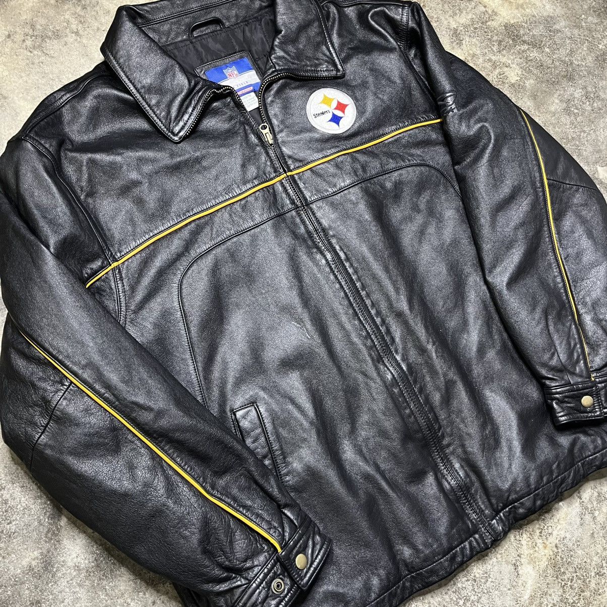 Vintage vintage pittsburgh steelers nfl black leather jacket Size US XL / EU 56 / 4 - 2 Thumbnail