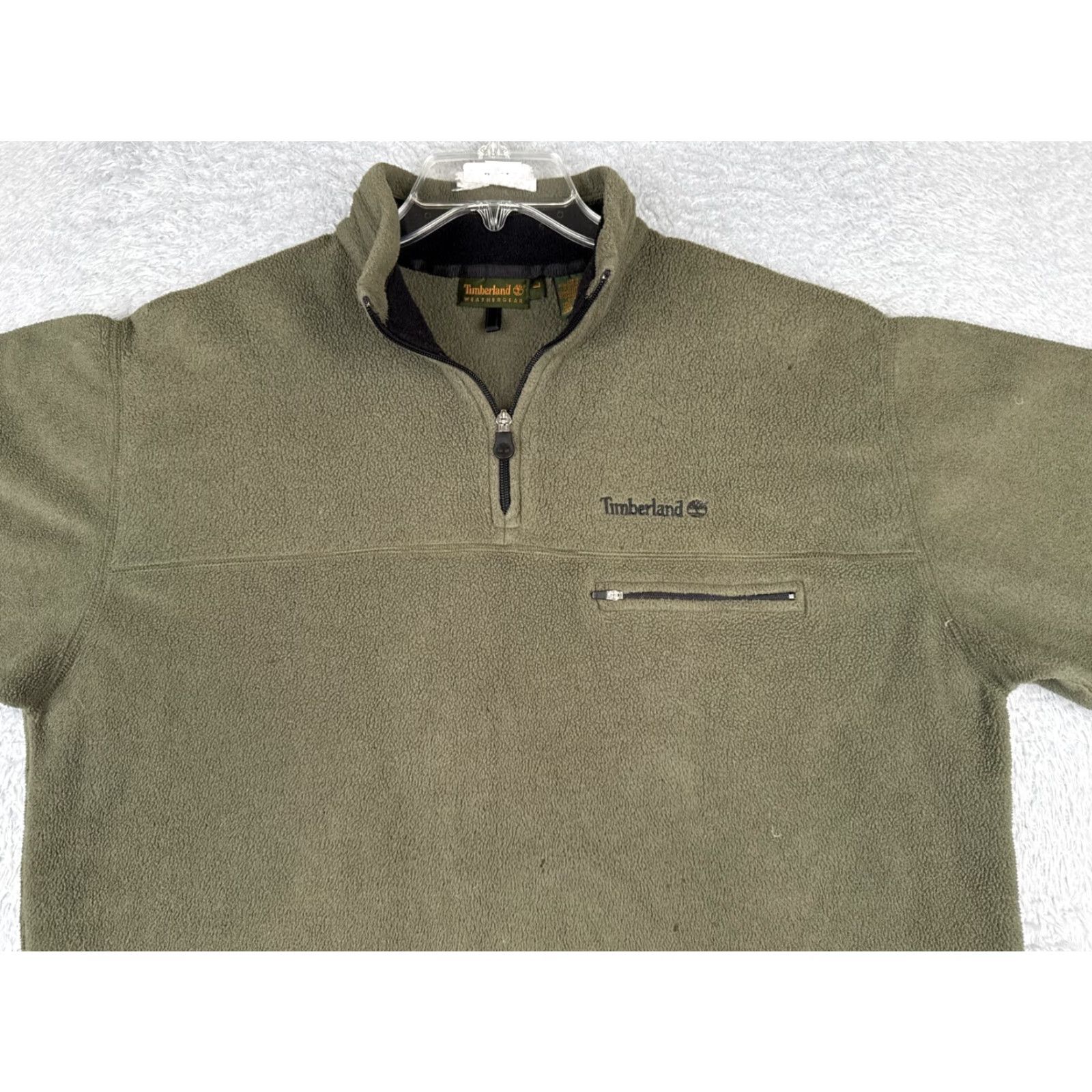 Timberland Timberland Sweater Men Large Green Fleece 1/4 Zip Polyester ISSUES READ ME Size US L / EU 52-54 / 3 - 4 Thumbnail