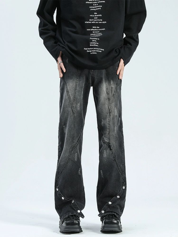Japanese Brand Street black men's retro loose straight bootcut jeans Size US 32 / EU 48 - 1 Thumbnail