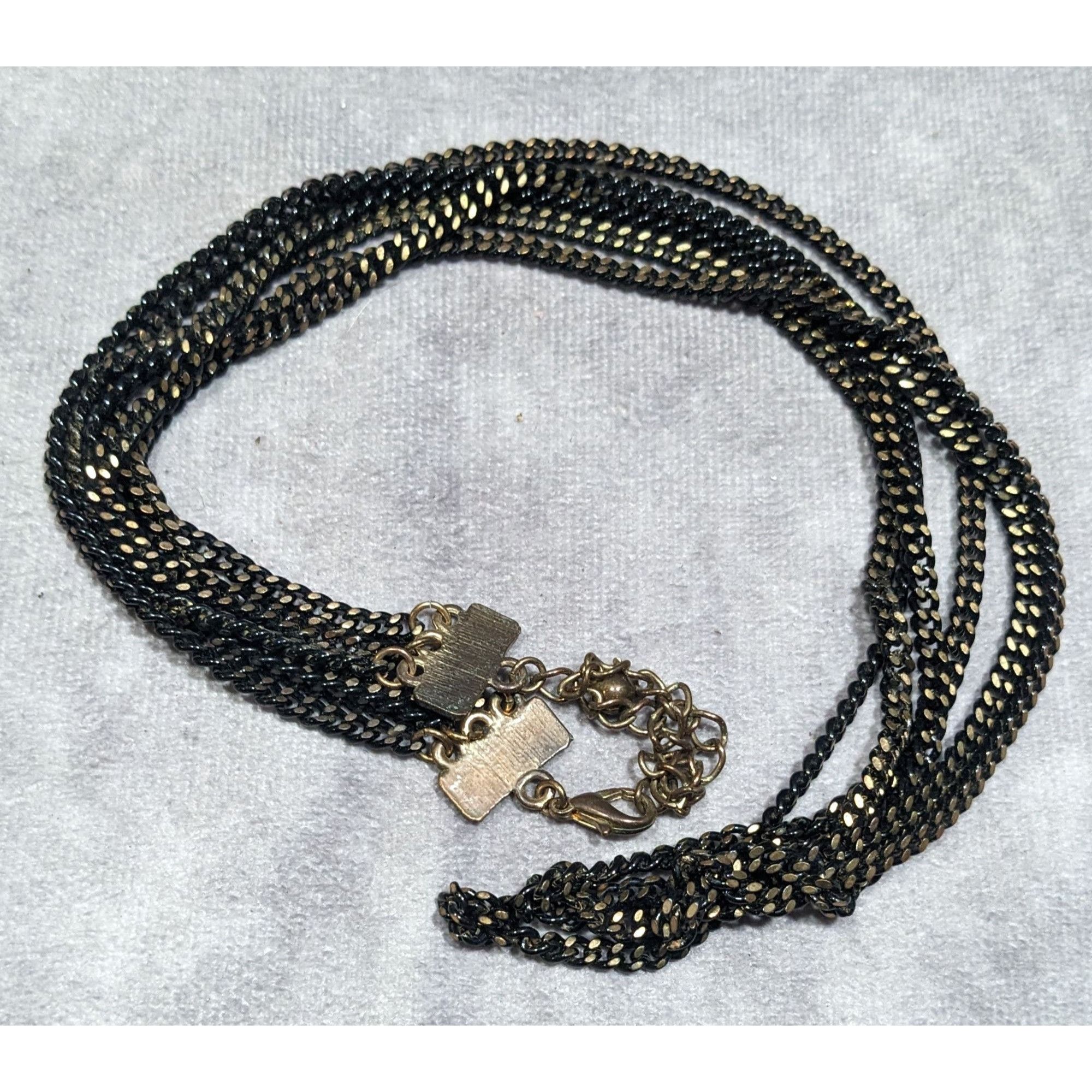 Other Dark Elegant Black And Gold Tone Multilayer Chain Necklace Size ONE SIZE - 9 Thumbnail