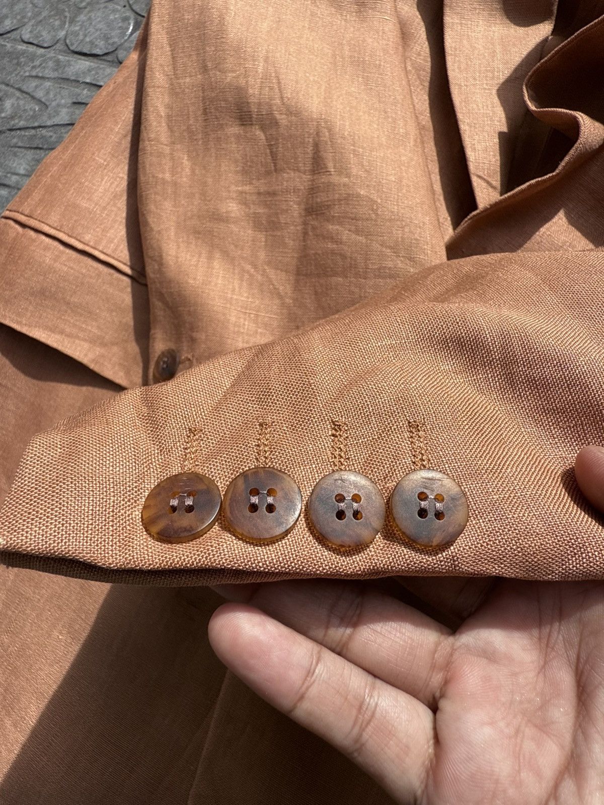 Christian Dior Monsieur 1980’s Christian Dior Monsieur Tailored Linen Peach Blazer Size 38R - 12 Thumbnail