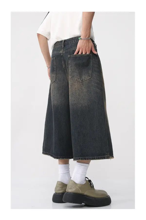 Japanese Brand VIBE Loose wide-leg vintage distressed denim shorts Size US 32 / EU 48 - 4 Thumbnail