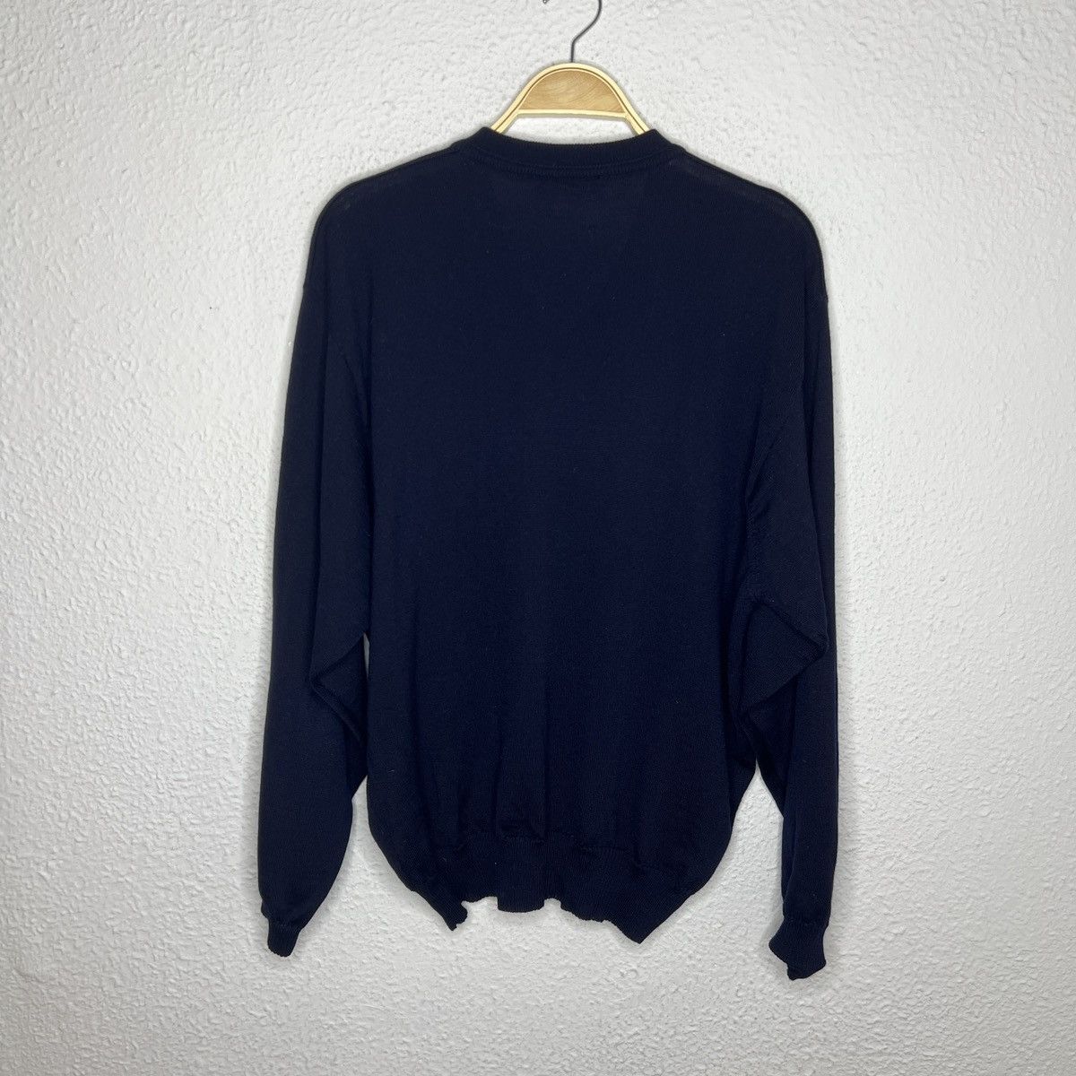 Burberry × Designer × Vintage Vintage Burberry Navy Wool Logo Luxury Sweater Jumper Knit Size US L / EU 52-54 / 3 - 8 Thumbnail