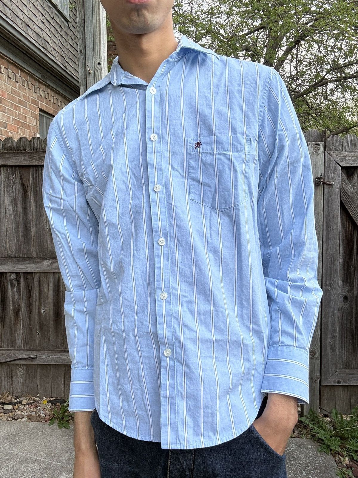 Mossimo 90s Light Blue Poplin Striped Long-Sleeve Cotton Shirt Size US S / EU 44-46 / 1 - 2 Thumbnail