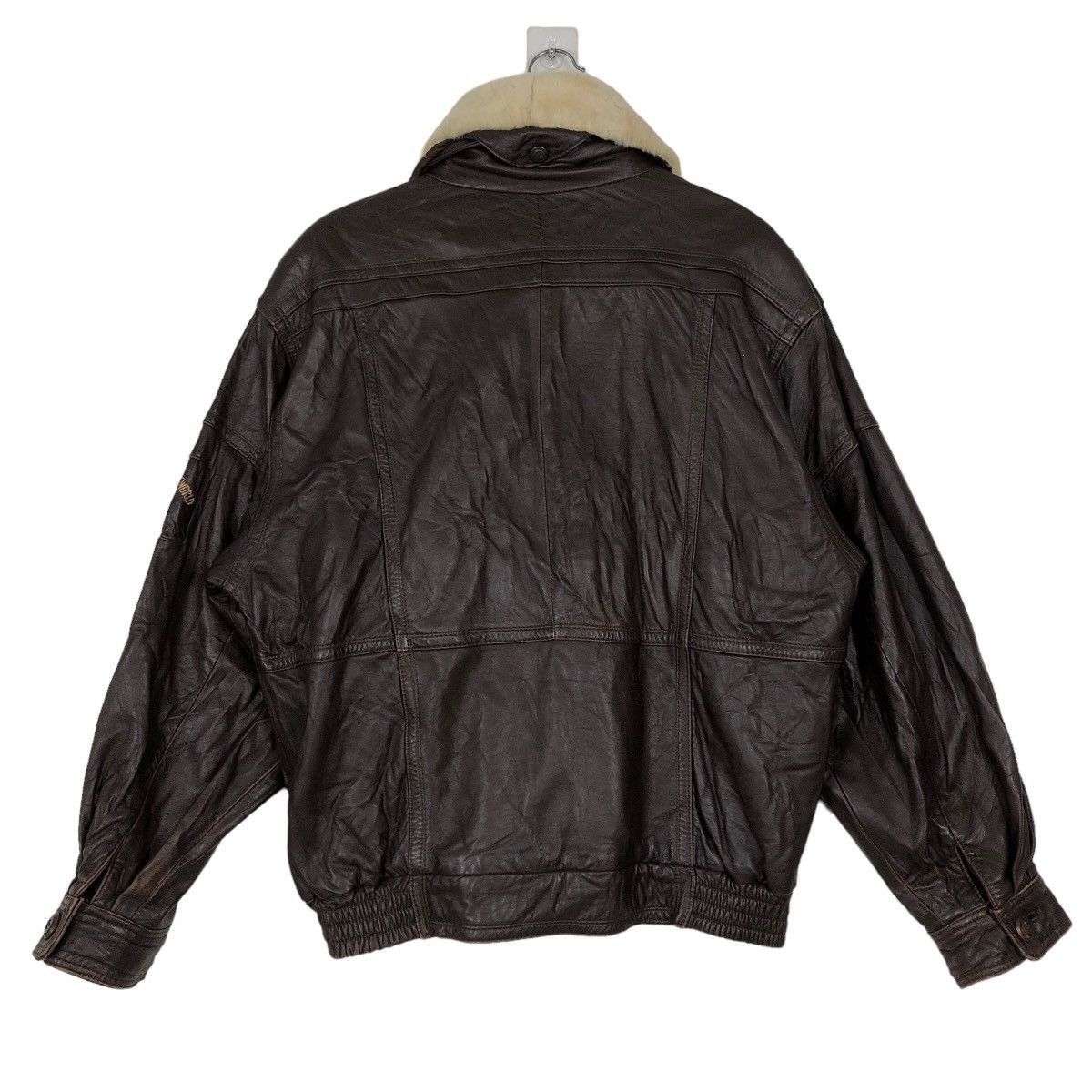 Genuine Leather 🔥90’s Vintage Bomber Leather Jacket Issey Miyake Collection Size US L / EU 52-54 / 3 - 6 Thumbnail