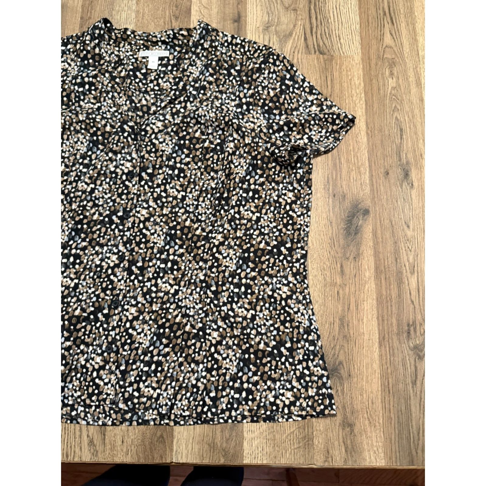 Vintage VINTAGE Dana Buchmann Shirt Women's XL Brown White Black Allover Print Button Up Size XL / US 12-14 / IT 48-50 - 4 Thumbnail