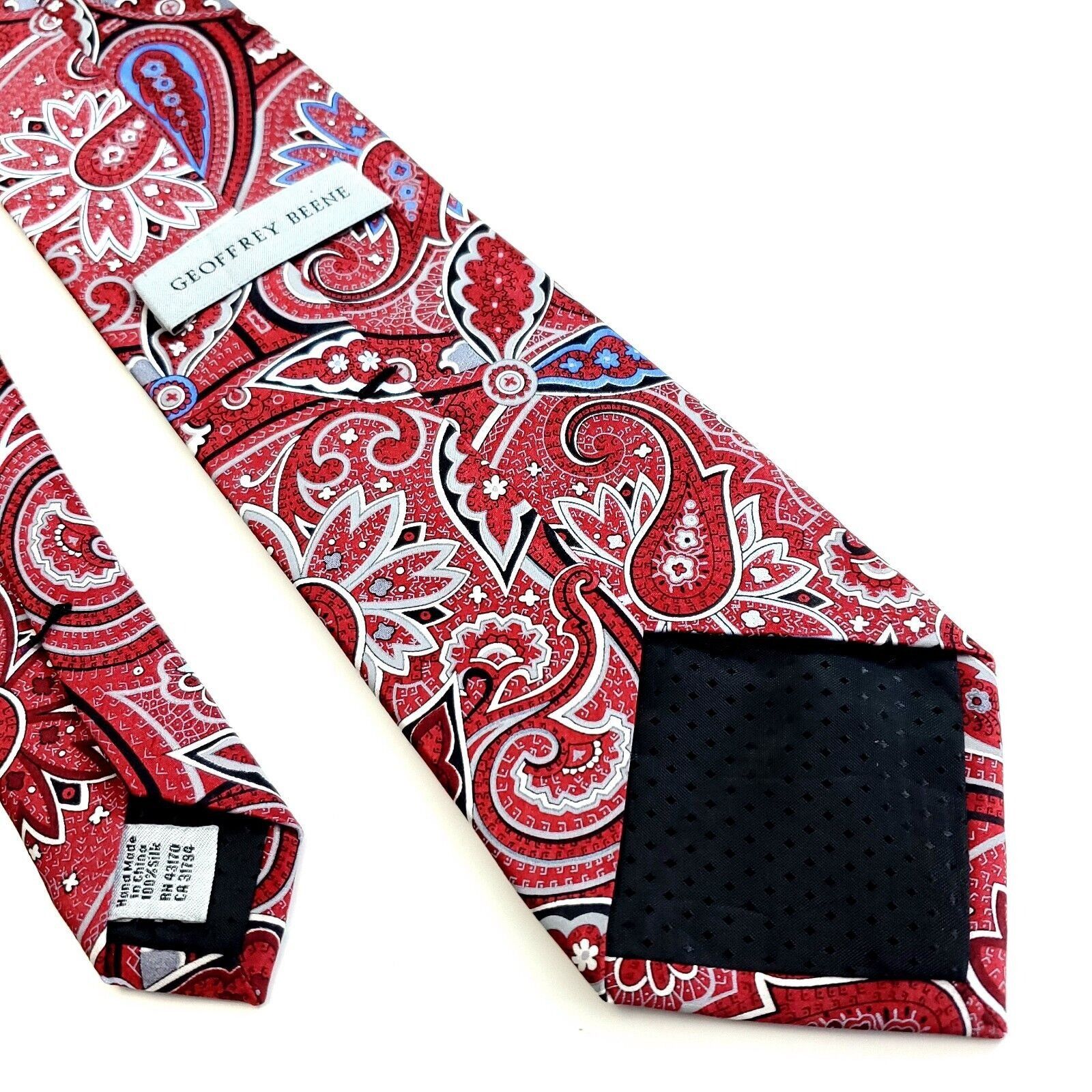 Designer Geoffrey Beene Red Paisley Print Silk Tie Size ONE SIZE - 5 Thumbnail