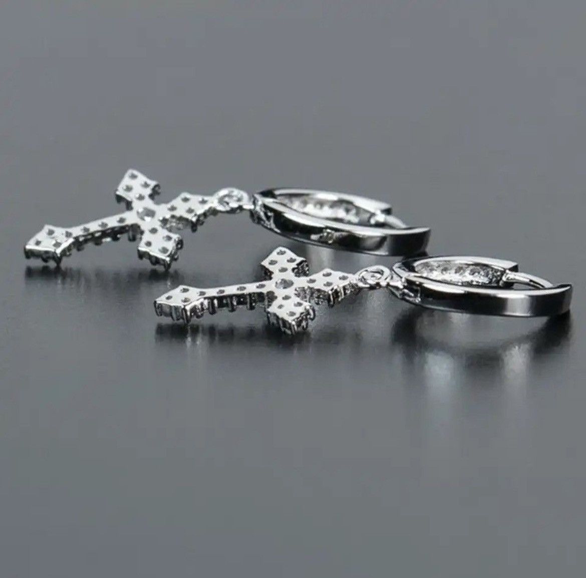 Jewelry Crystal Cross earrings （1pairs） Size ONE SIZE - 3 Thumbnail