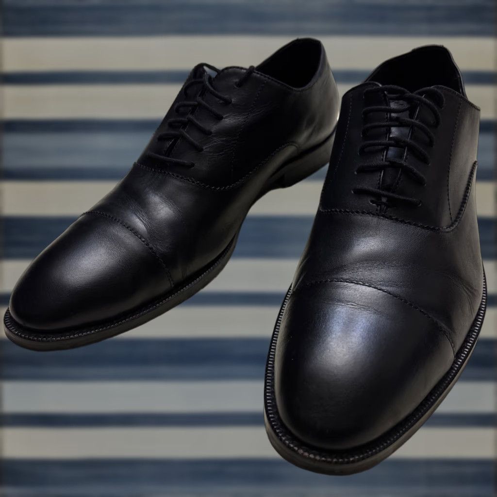 Vintage Gordon Rush Tyson Cap Toe Oxford Shoes Size 10.5 Black Leather Comfort Mens