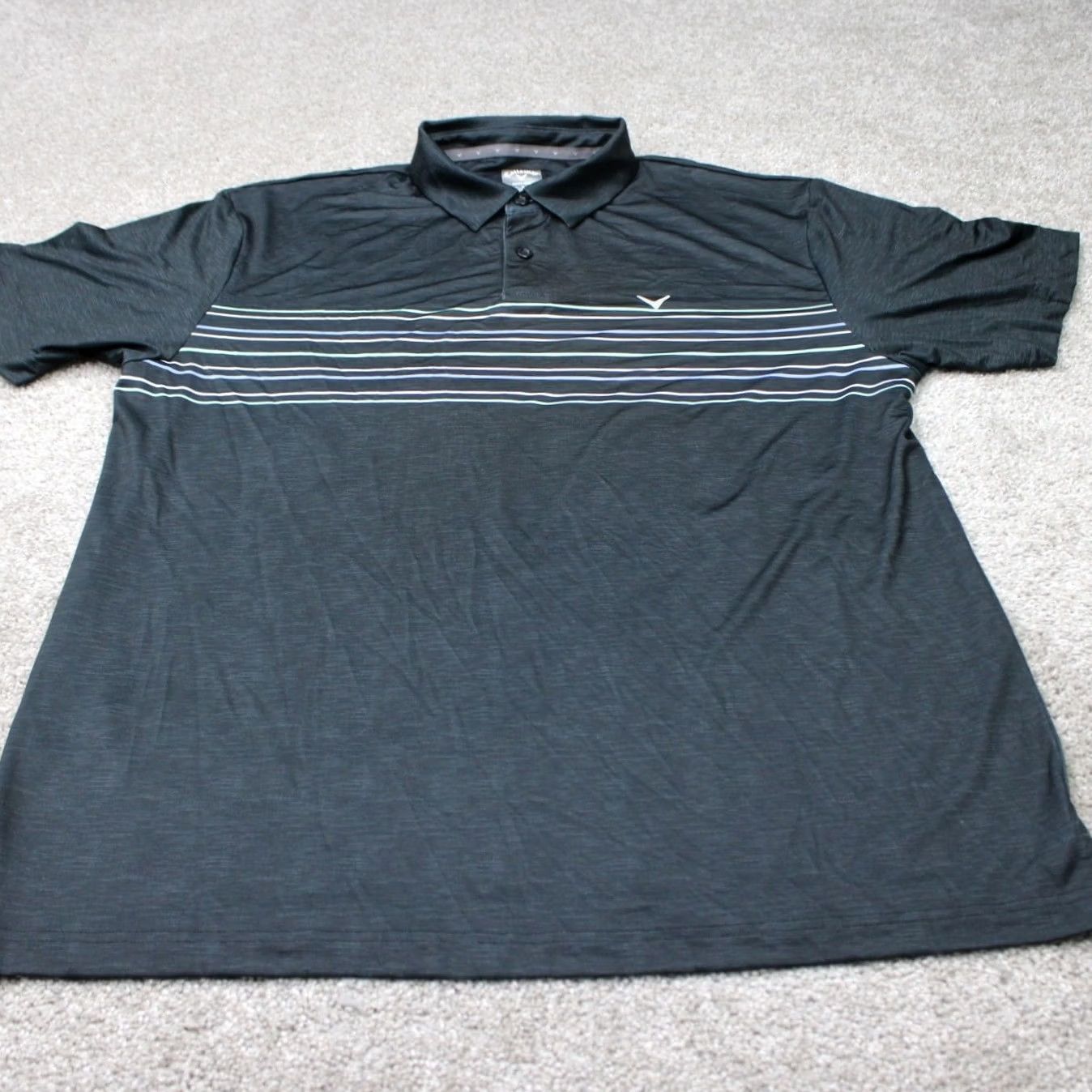 Callaway Callaway Opti-Dri Polo Shirt Mens Large Black Striped Short Sleeve Golf Shirt Shipped Next Business Day Size US L / EU 52-54 / 3 - 3 Thumbnail