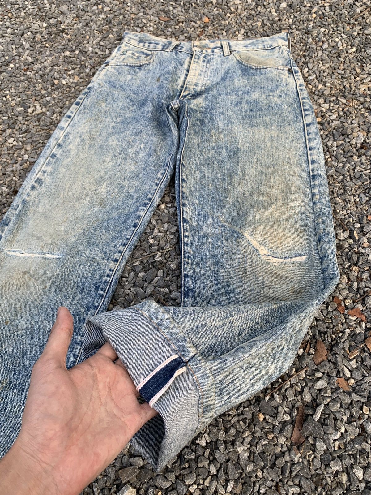Kapital VINTAGE LEVI'S 502X BIG E SELVEDGE ASIDWASH DISTRESSED DENIM Size US 28 / EU 44 - 3 Thumbnail