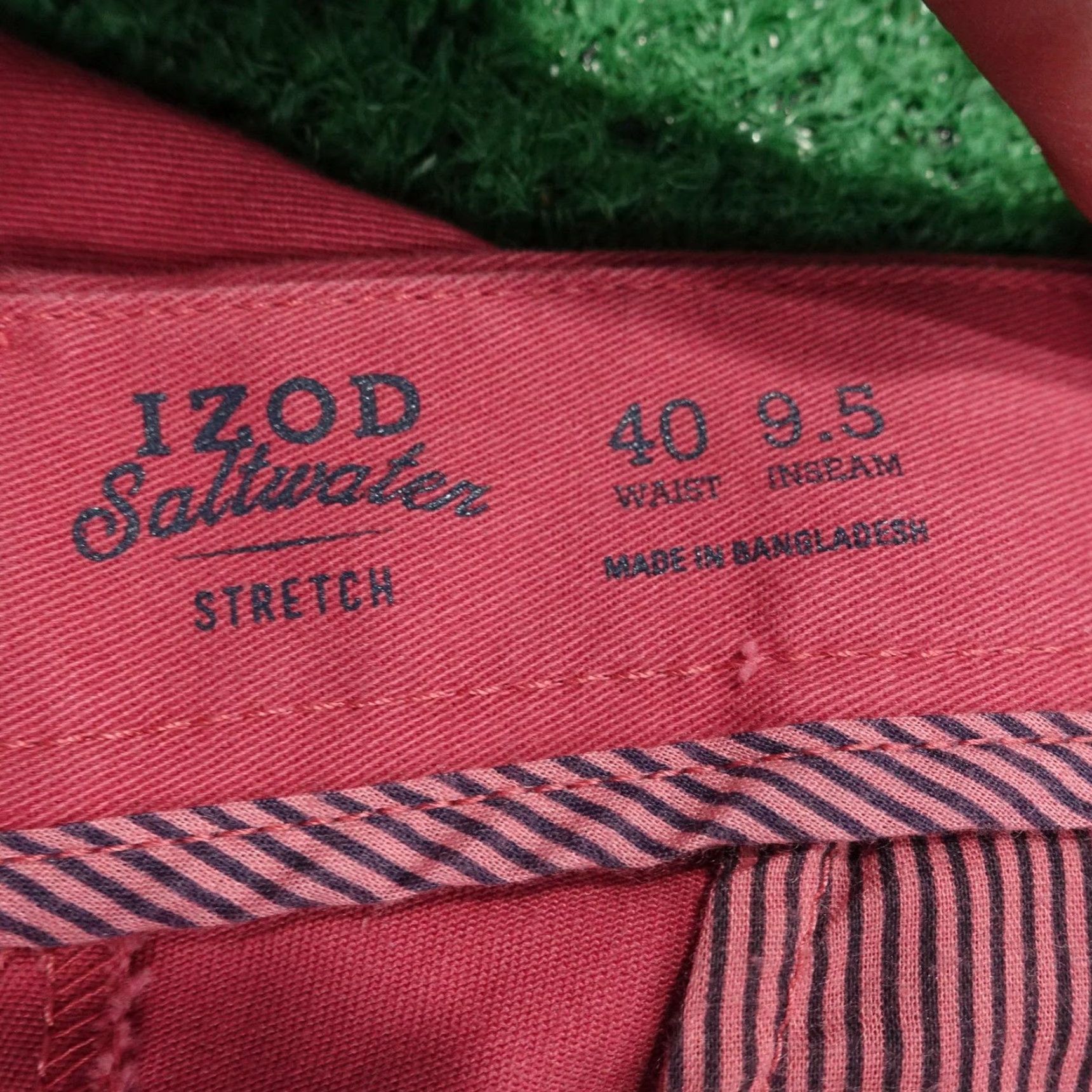 Izod IZOD Saltwater Shorts Mens 40 Red Chino Classic Fit Flat Front Belted Pockets Stretch Casual Summer Mens Size US 40 / EU 56 - 5 Thumbnail