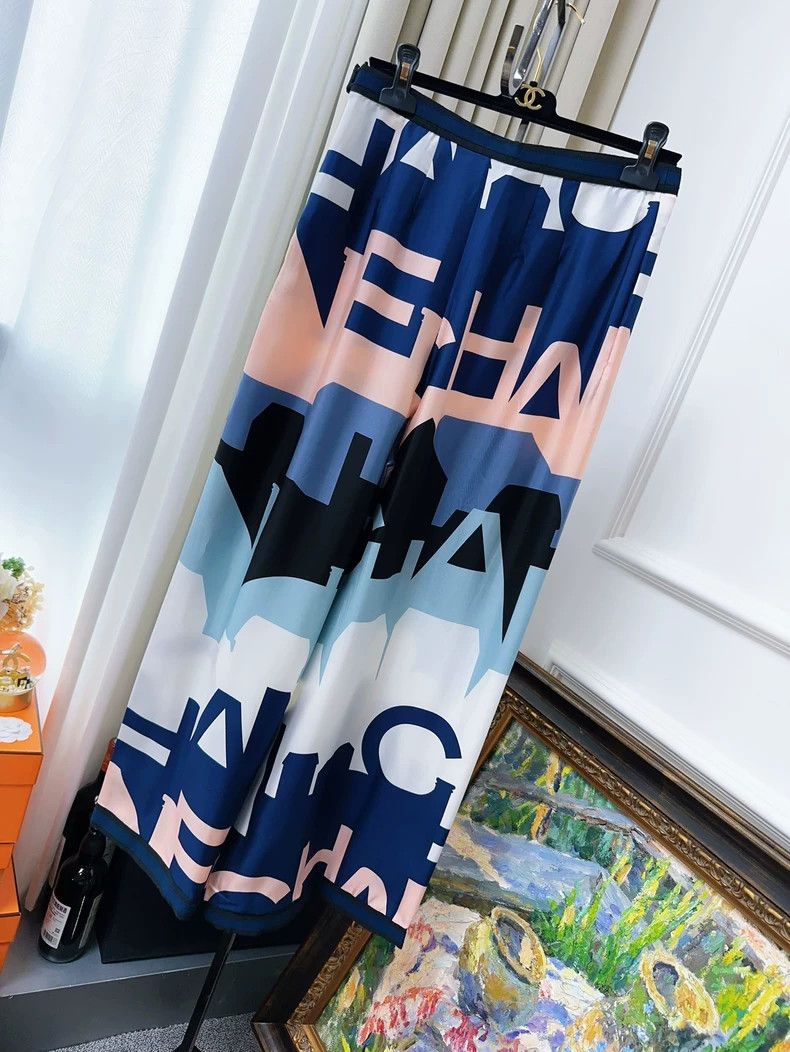 Chanel Chanel 20S Roof Series Blue Pink Letter Print Heavy Silk W Size 25" / US 0 / IT 36 - 7 Thumbnail