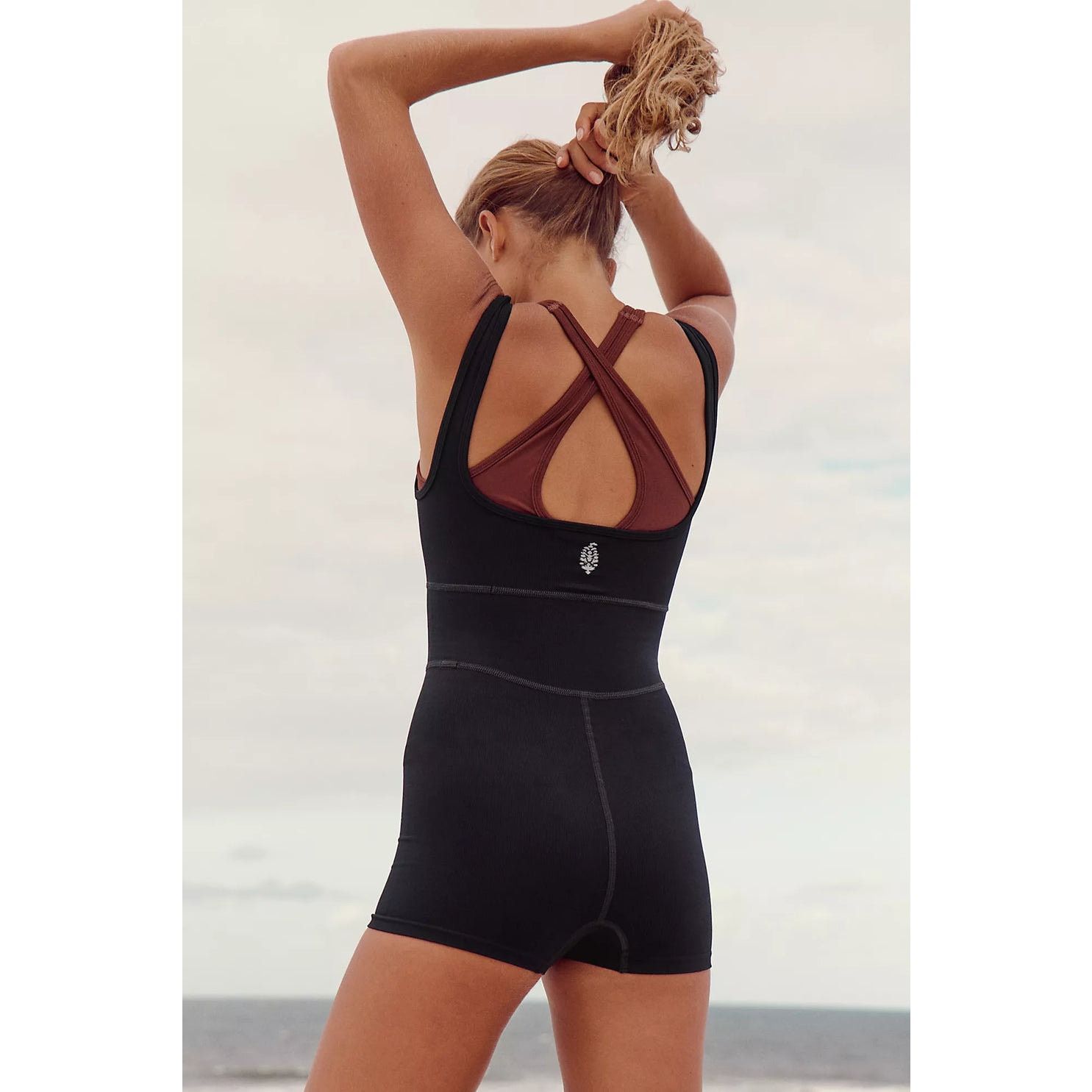 Free People New FP MOVEMENT It Takes Two Runsie $70 X-SMALL Black Brown Size 26" / US 2 / IT 38 - 2 Thumbnail