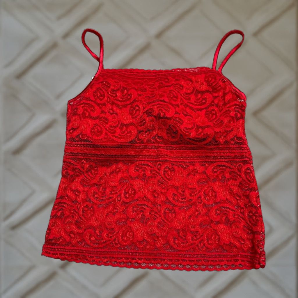 Vintage Qian Hua Lace Padded Camisole Tank Top Womens XXS Red Spaghetti Strap NWT New Size XXS / US 00 / IT 34 - 1 Thumbnail