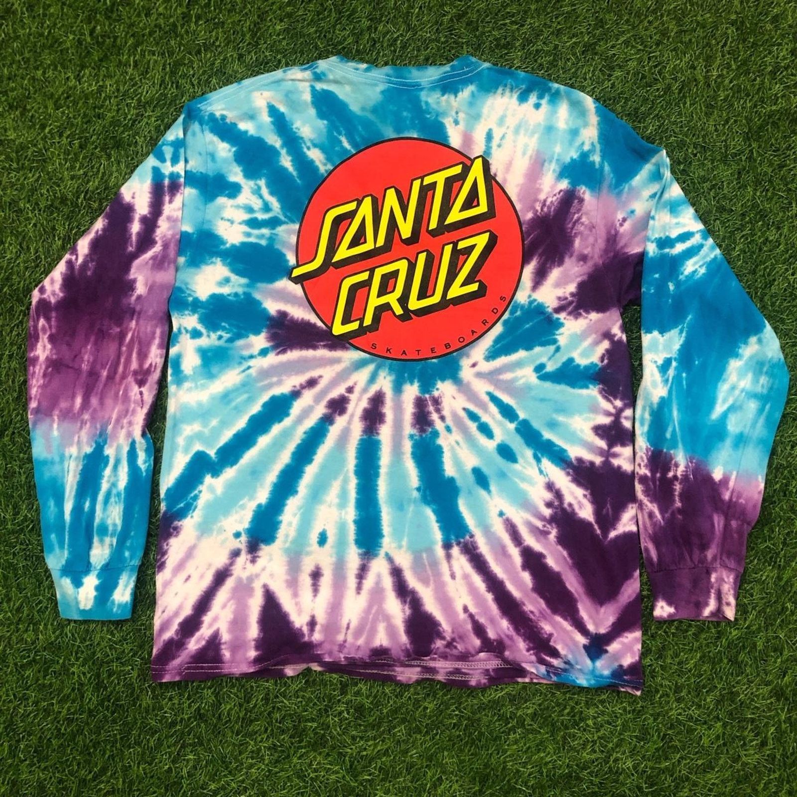 Santa Cruz Skateboards Blue/Purple Tie-Dye Santa Cruz Graphic Long Sleeve Size US M / EU 48-50 / 2 - 2 Thumbnail