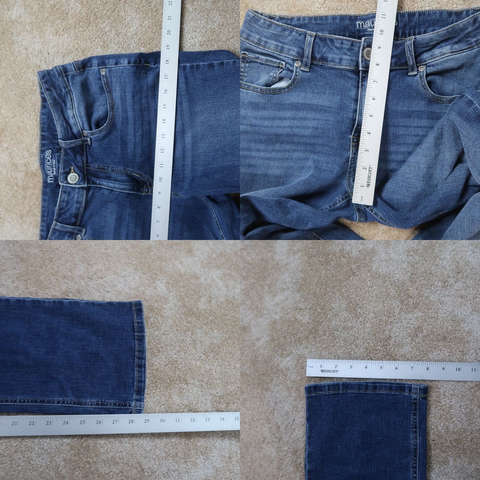 Vintage Maurices Jeans Women's Bootcut Denim Mid Blue 8 Stretch 5-Pocket Regular Inseam 28 in Satin Size 30" / US 8 / IT 44 - 8 Thumbnail