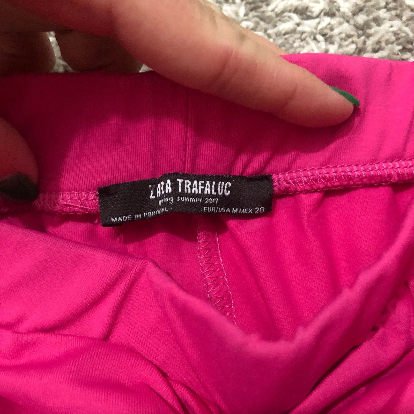Zara Zara Hot Pink Leggings Pull On Pants Stretch Ruched Front Size 32" / US 10 / IT 46 - 4 Thumbnail