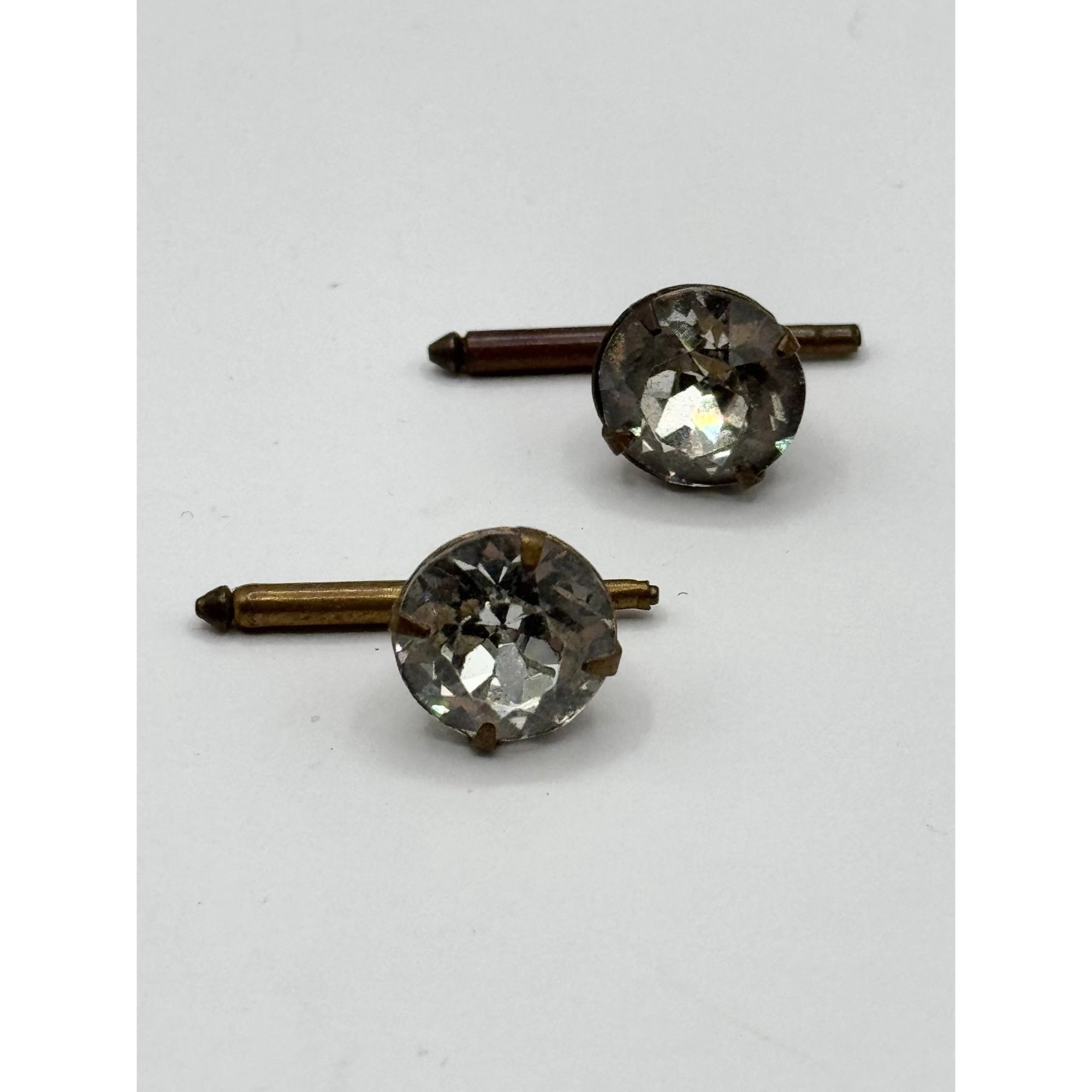 Vintage Estate Vintage French glass prong set cuff links Size ONE SIZE - 3 Thumbnail