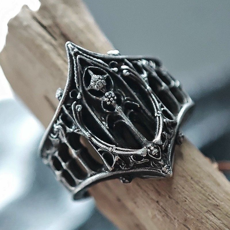 Other Vintage Gothic “X” Ring – Classic Darkwear Statement Band Size ONE SIZE - 3 Thumbnail