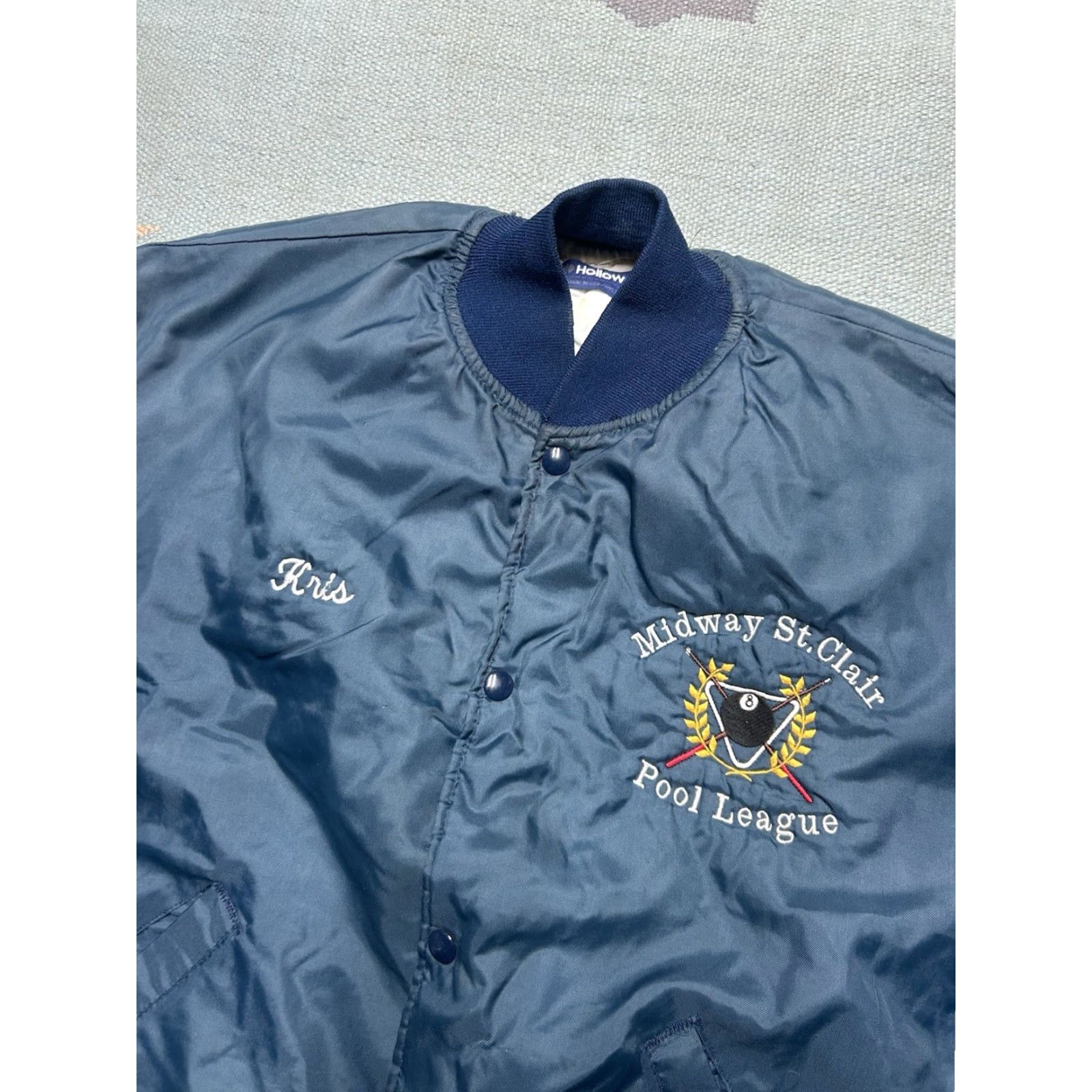 Holloway VINTAGE Holloway Bomber Jacket 80s Nylon Blue Quilted XL Mens Jacket Size US XL / EU 56 / 4 - 3 Thumbnail