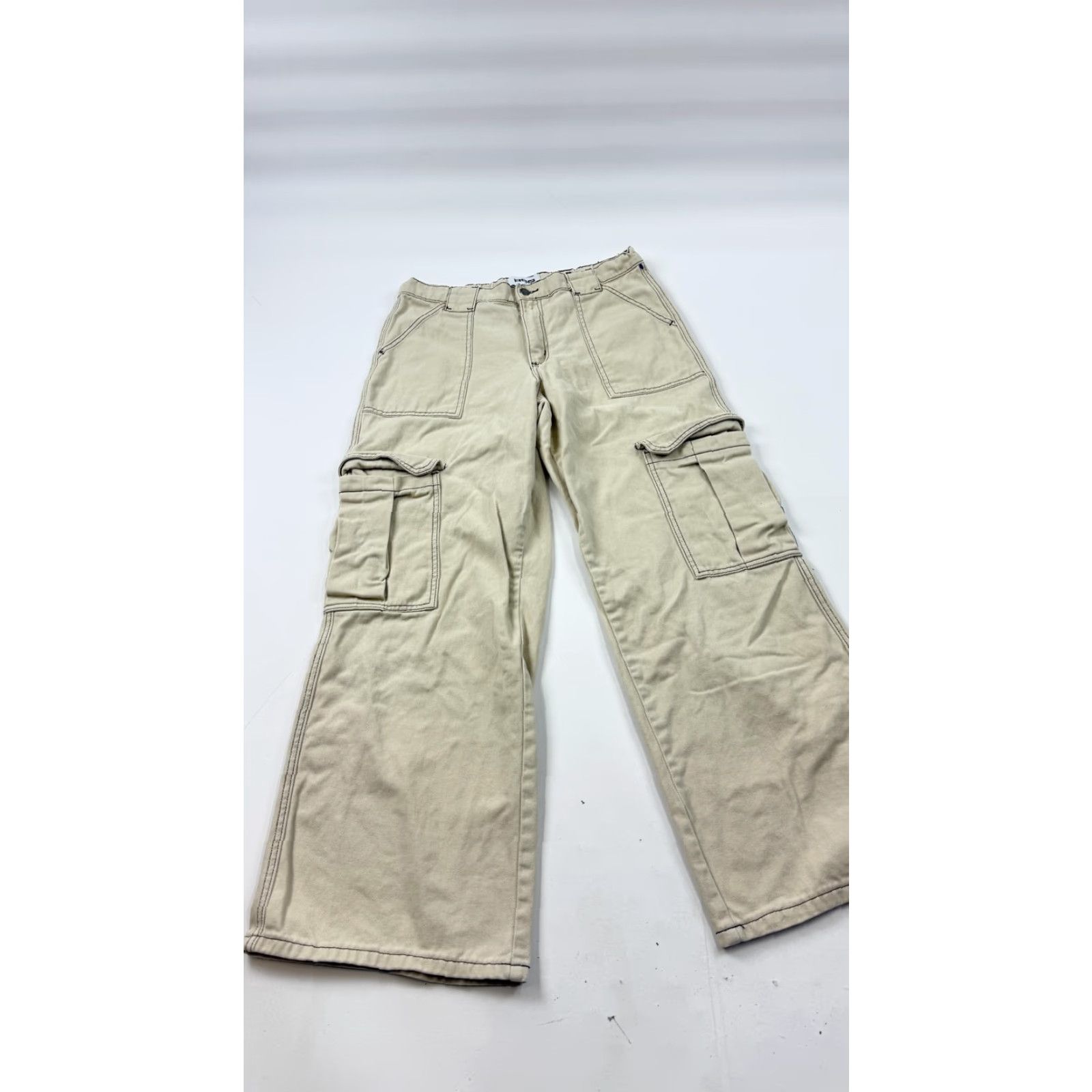 Rsq RSQ Cargo Pants Womens 29 Beige 100% Cotton Wide Leg Utility Pockets Casual Size 29" - 2 Thumbnail