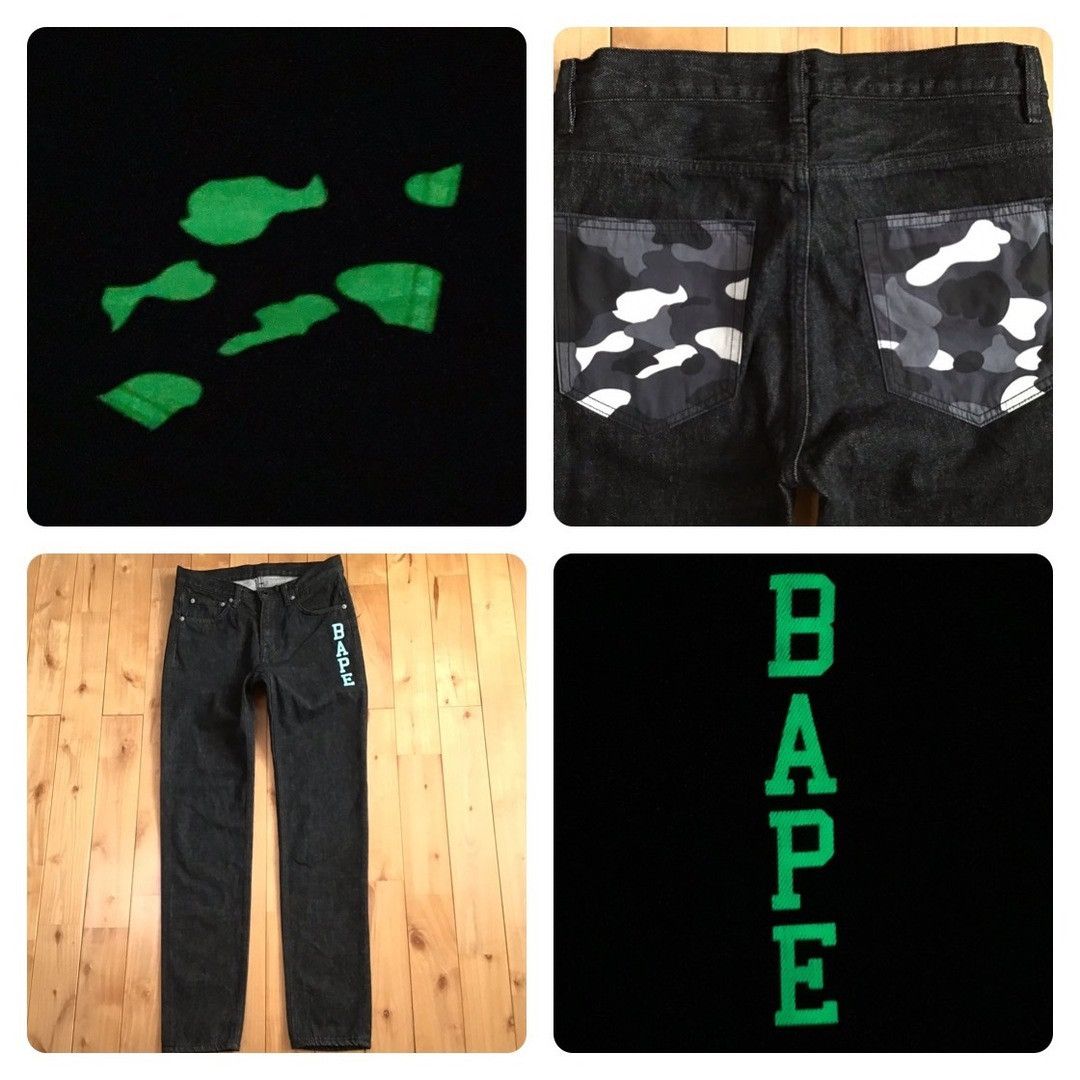 Bape 💫Glow in the dark💫 BAPE City Camo Black Denim Pants ★size S Size US 30 / EU 46 - 1 Thumbnail