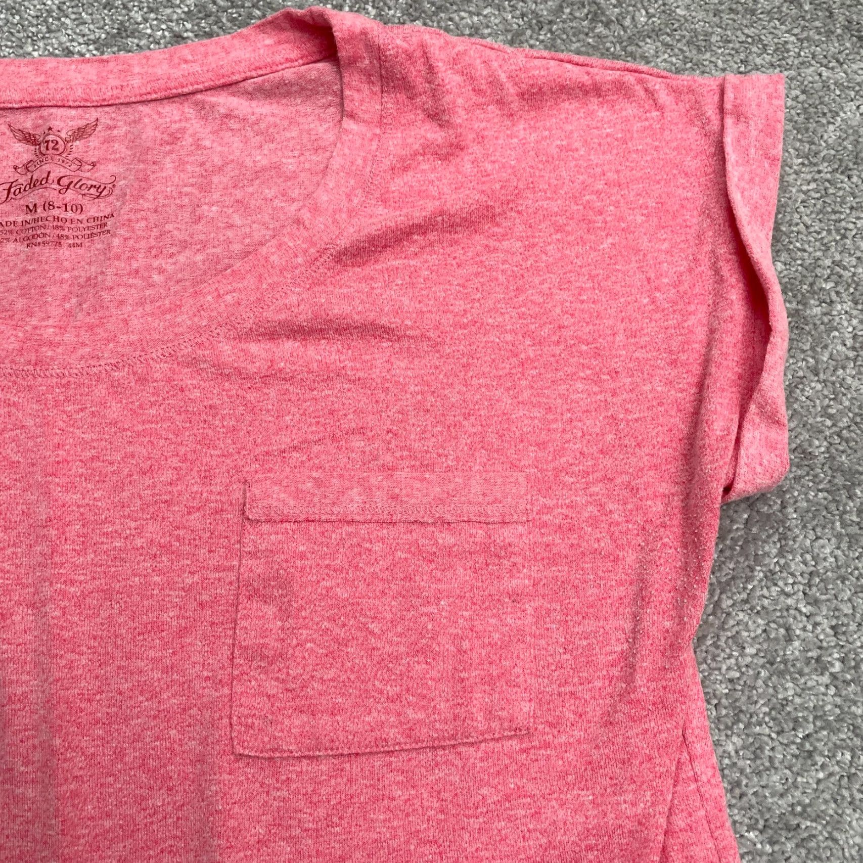 Faded Glory Faded Glory Basic T-Shirt Womens Medium Pink Round Neck Short Sleeve Pocket Tee Size M / US 6-8 / IT 42-44 - 4 Thumbnail