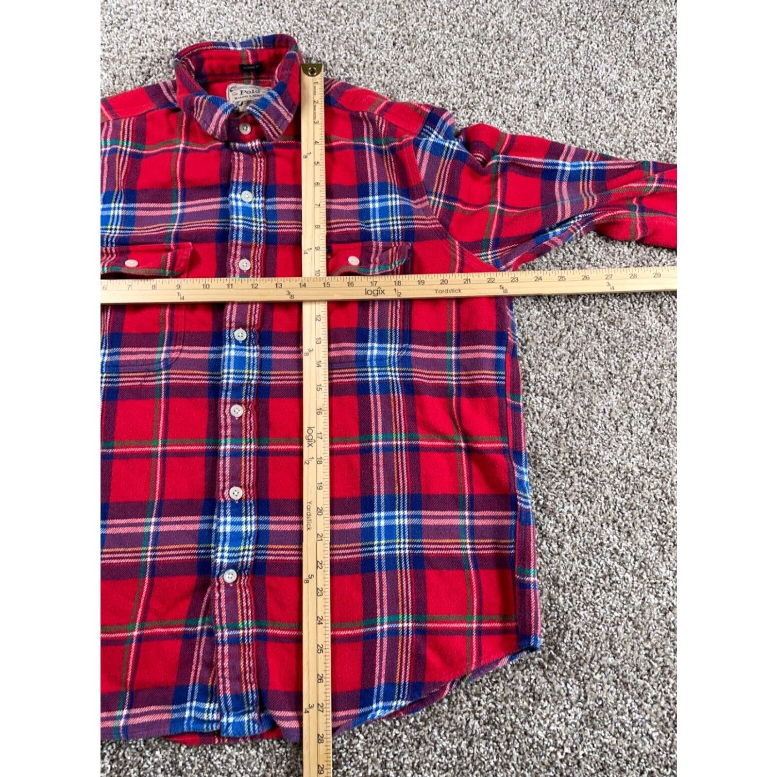 Polo Ralph Lauren VINTAGE Polo Ralph Lauren Flannel Shirt Men Large Red Blue Plaid 90s Grunge Heavyweight Size US L / EU 52-54 / 3 - 5 Thumbnail