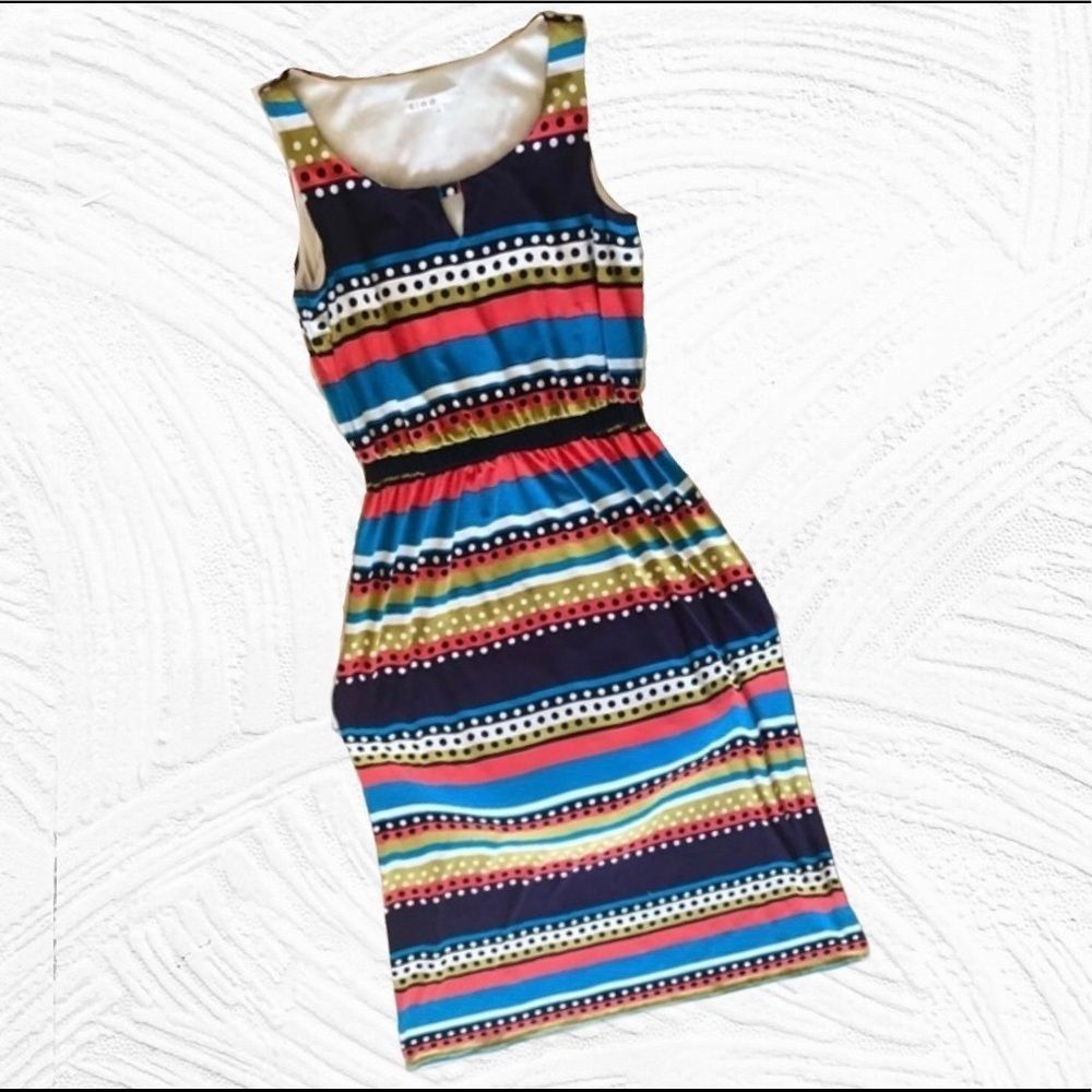 Other Cleo Stripes & Dots Geometric Sleeveless Maxi Dress Cinched Waist Women’s 4 Size S / US 4 / IT 40 - 1 Thumbnail