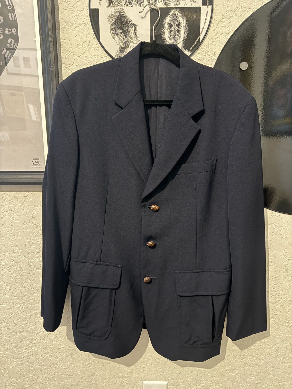 Vintage 90s Yohji Yamamoto Pour Homme Navy Blazer
