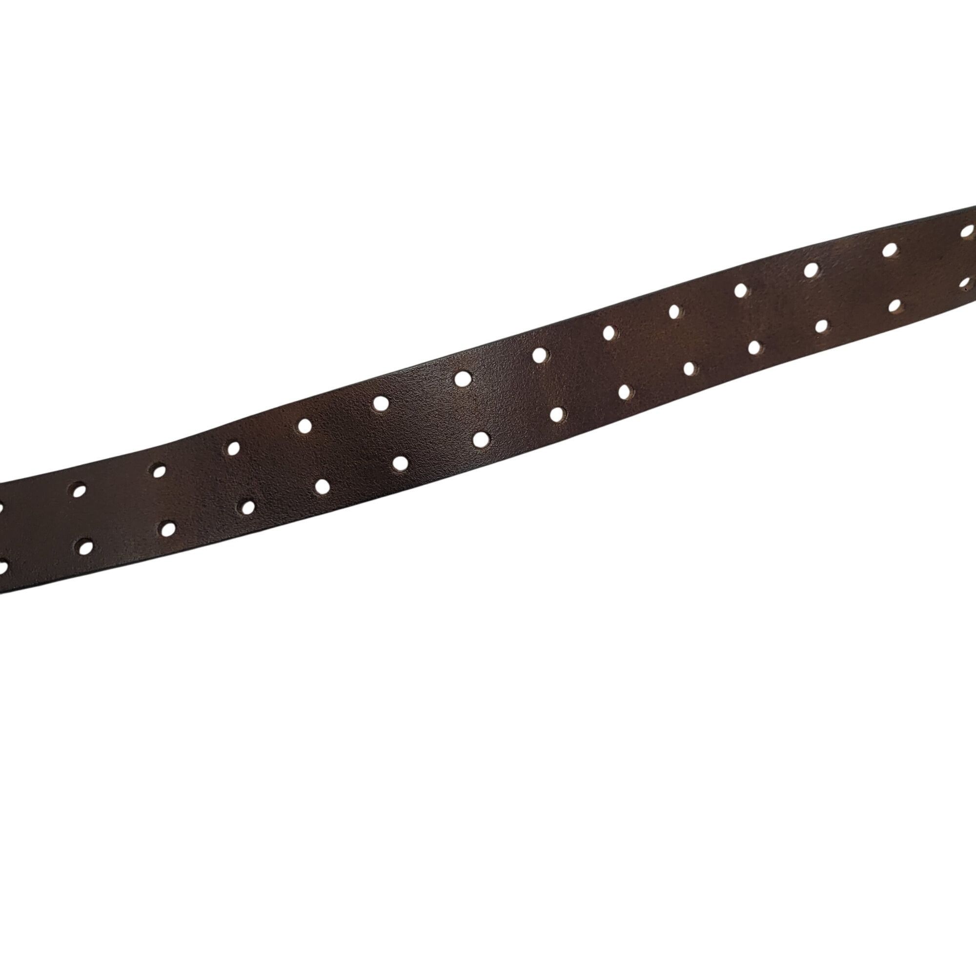 Vintage Mens Double Prong Genuine Italian Leather Brown Belt M/L 36" Size 36 - 7 Thumbnail