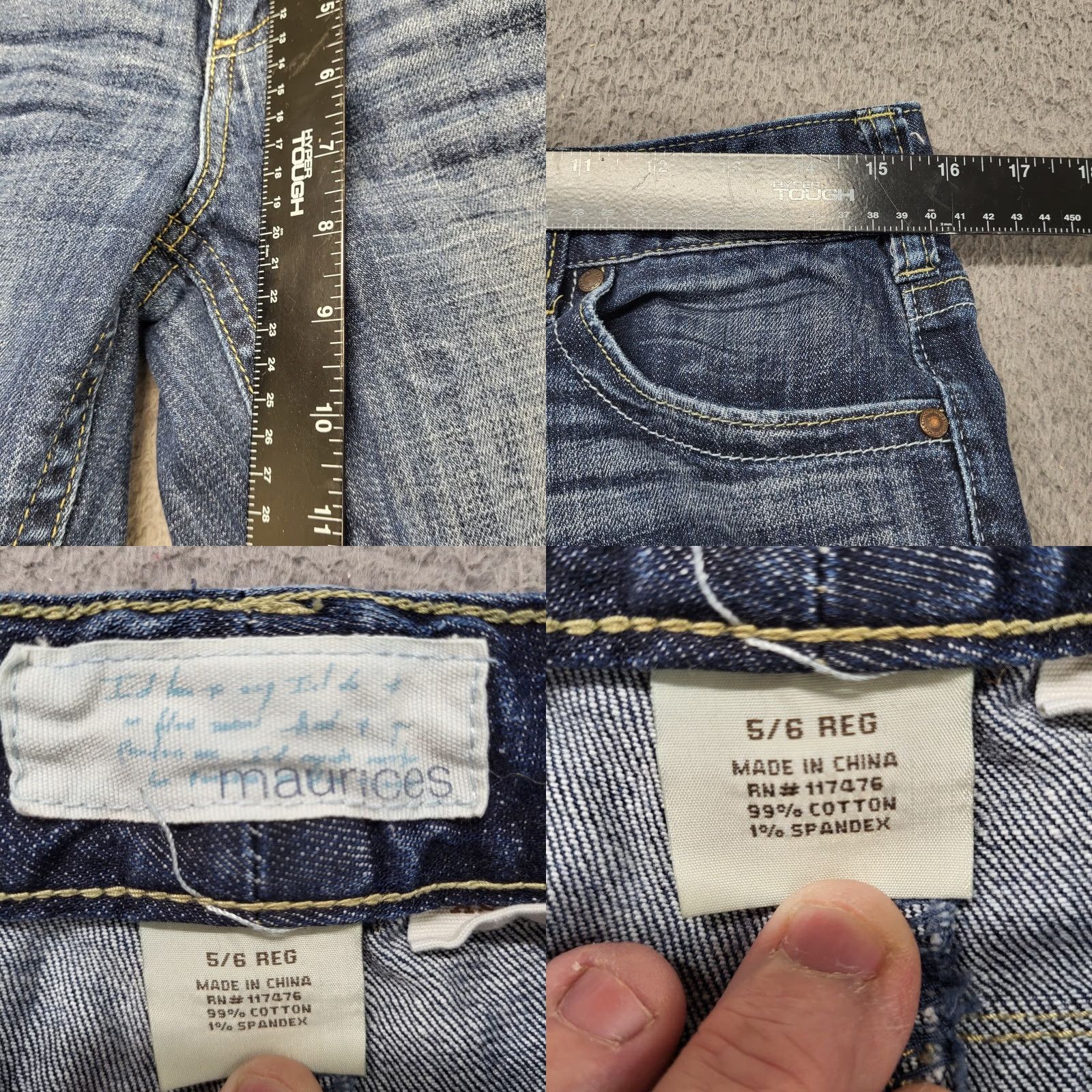 Vintage Maurices Ashlyn Bootcut Jeans Women's 5/6R Blue Stretch Denim Distressed Jeans Size 27" / US 4 / IT 40 - 8 Thumbnail