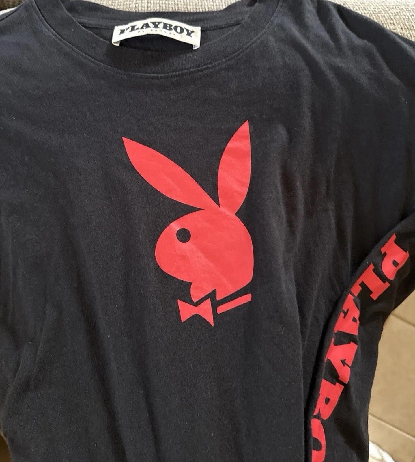 Playboy PLAYBOY by PacSun Mens Med Black w/Red Logo Long Sleeve Soft Size US M / EU 48-50 / 2 - 2 Thumbnail