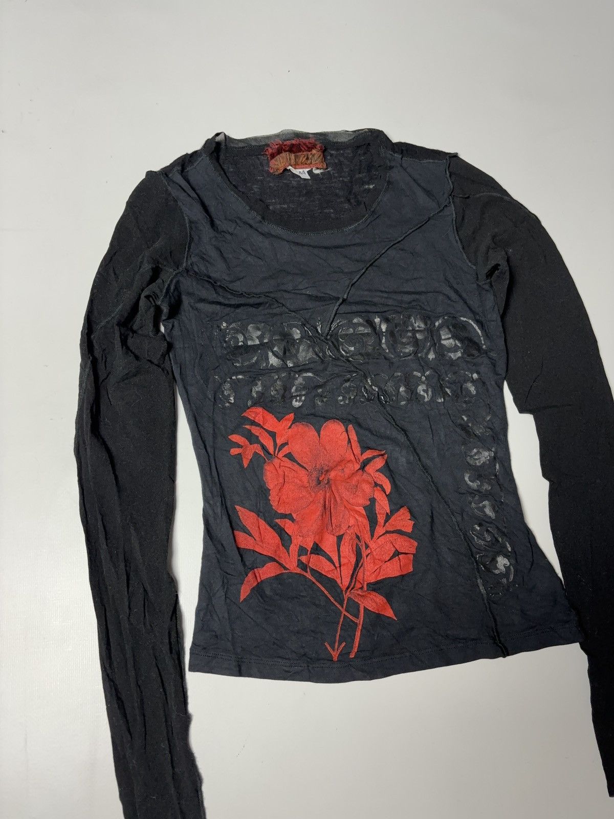 Vintage PRINTED VINTAGE MESH LONG SLEEVE TOP Size S / US 4 / IT 40 - 2 Thumbnail