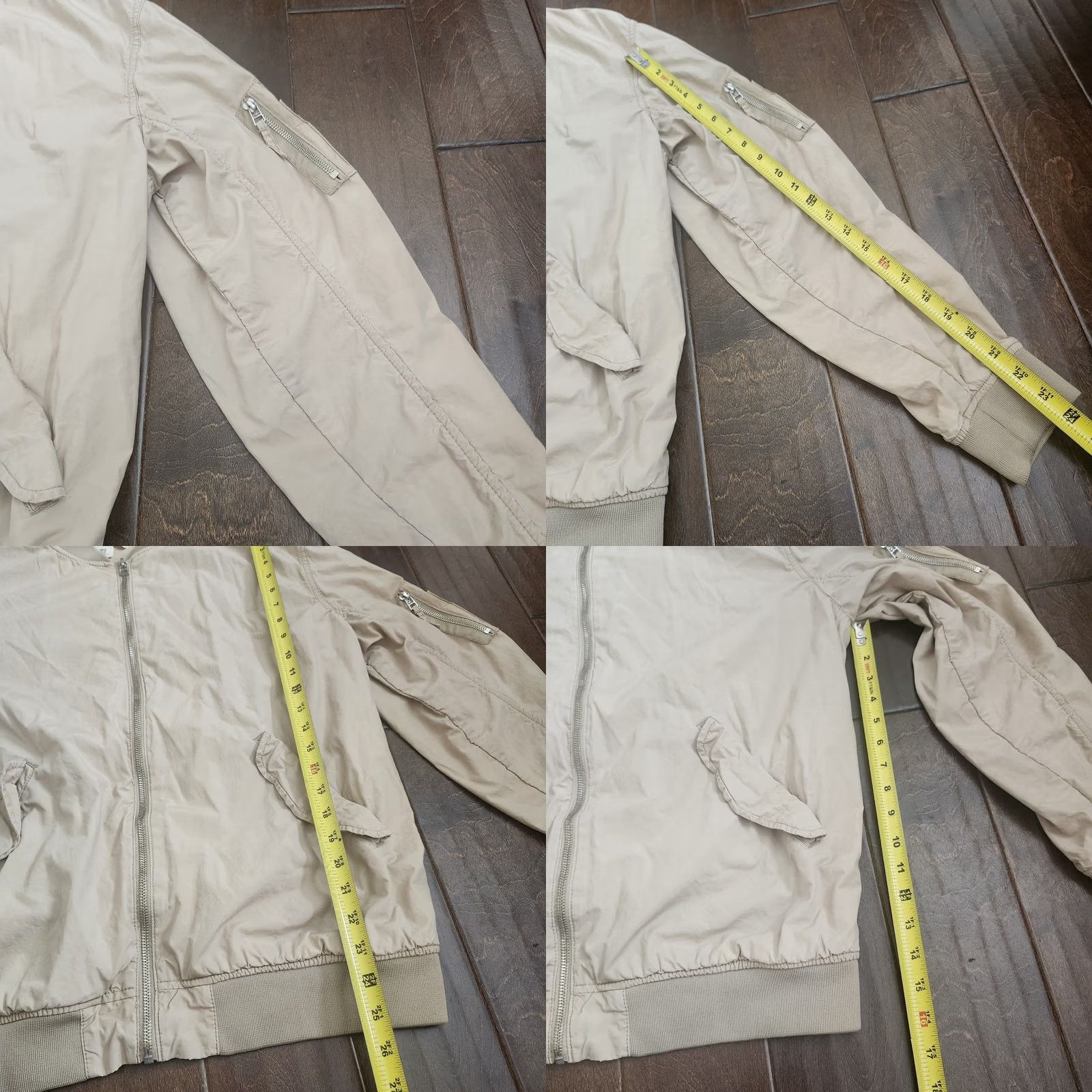 H&M H&M Men Full Zip Bomber Jacket XL Beige, Regular Fit, Polyester, Casual/Travel, Fall/Winter/Spring, Zip, Jacket, Men, Long Sleeve, Classic, Outdoor Size US XL / EU 56 / 4 - 8 Thumbnail