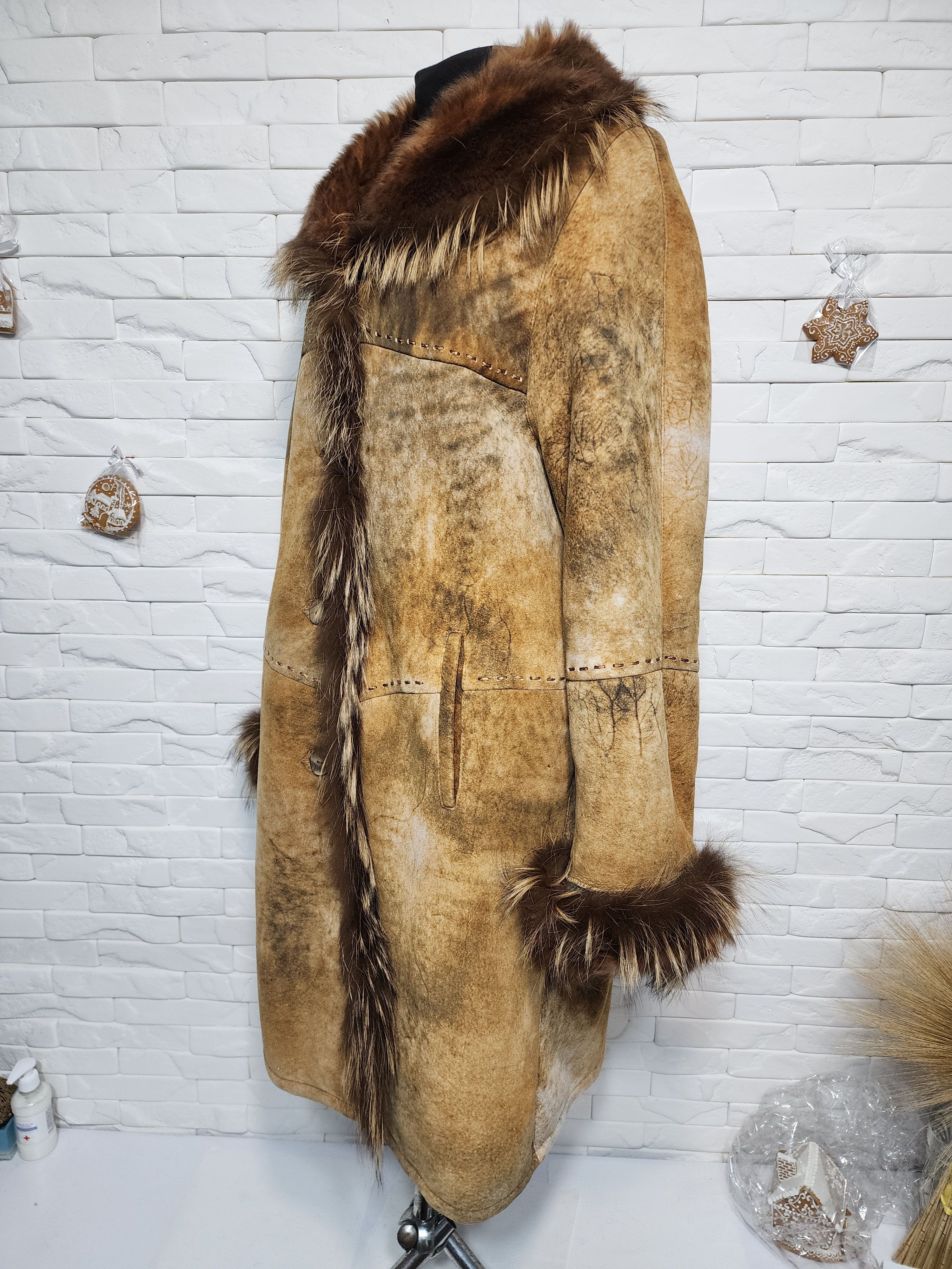 Furla Brown Sheepskin Coat: Women's Genuine Fur Winter Coat Size XXL / US 16-18 / IT 52-54 - 3 Thumbnail
