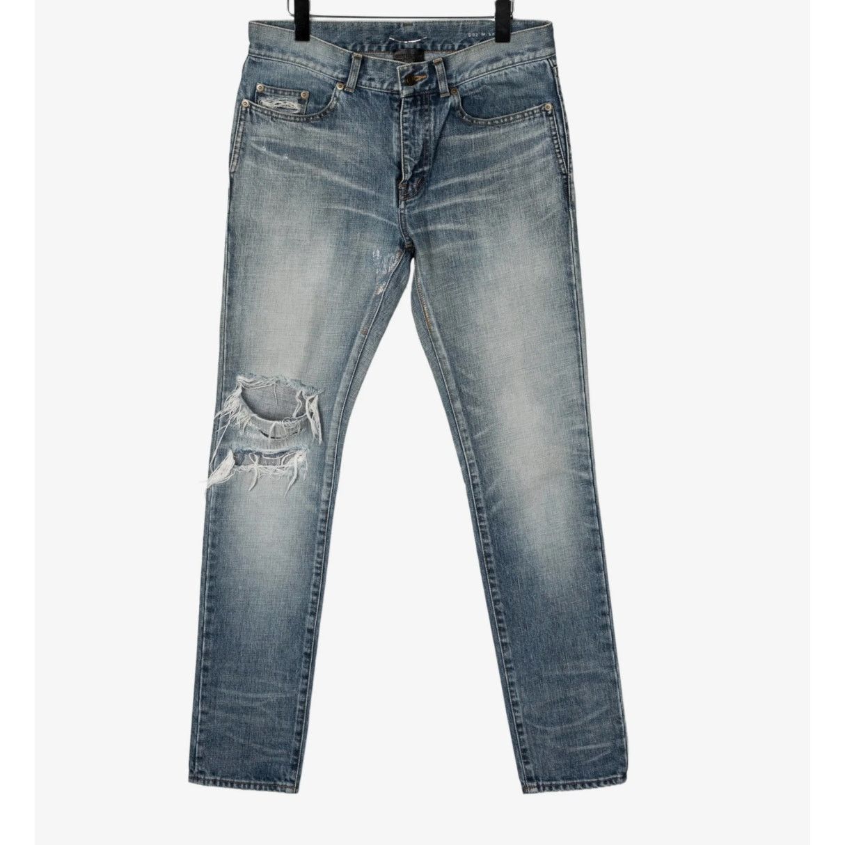 Saint Laurent Paris Blue Distressed Skinny Chain Jeans FW13 | Grailed