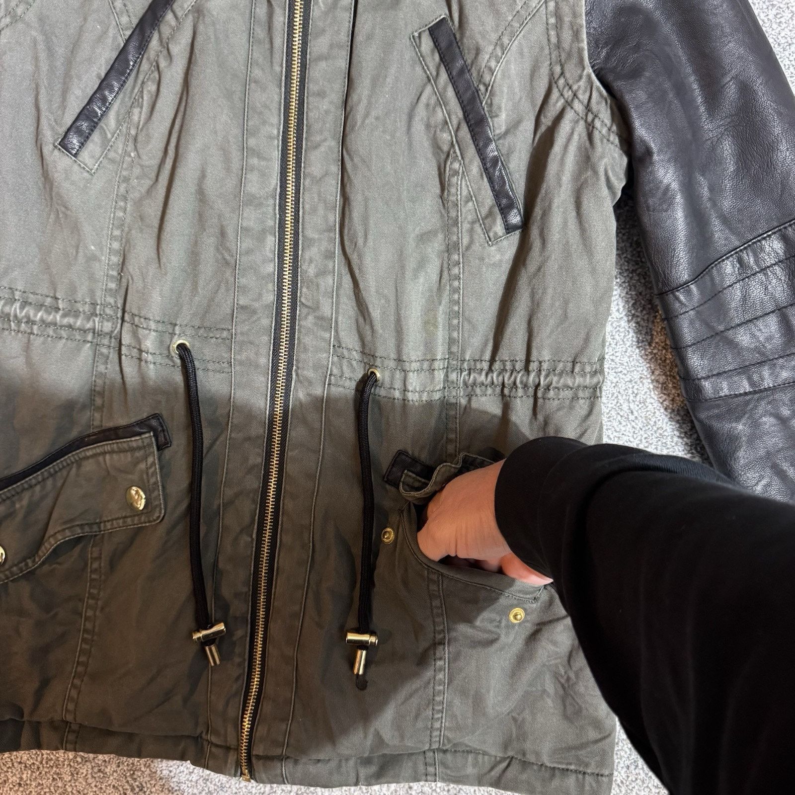 Other F&F Jacket Womens Size 10 Quilted Lined Faux Leather Sleeve Size L / US 10 / IT 46 - 3 Thumbnail