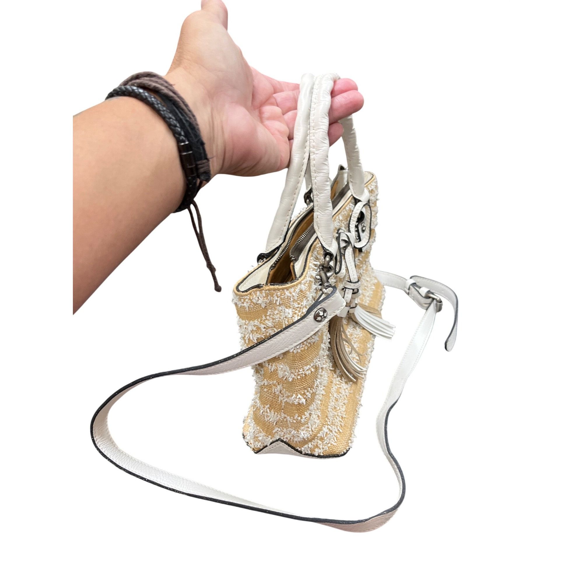 Patricia Nash Patricia Nash Angela wms leather tan white tasseled hand sho Size ONE SIZE - 2 Thumbnail