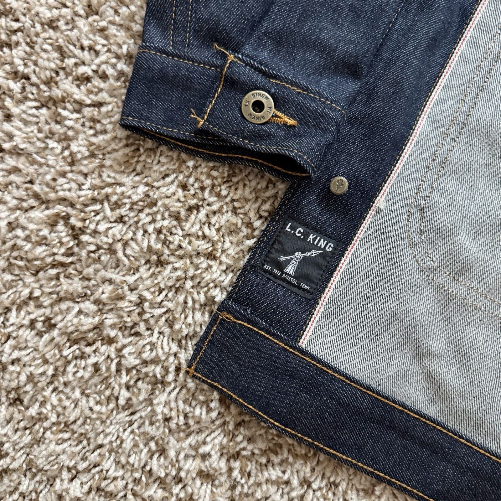 Ginew Lc King Selvedge Blue Denim Chore Jean Jacket Size Xs, Men's — image 4 of 6