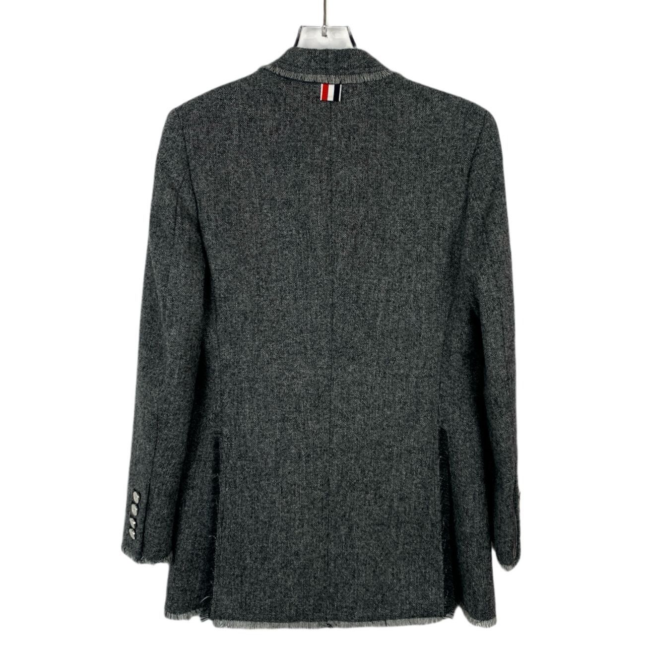 Thom Browne Thom Browne Mens Grey Fringe Trim Wool Blazer Jacket Size 36 Size 36R - 8 Thumbnail