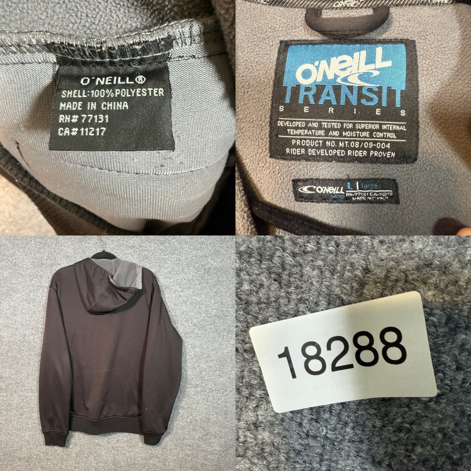O'Neill VINTAGE O'Neill Hoodie Mens Large Black Gray Y2K Zip Logo Surf Skate Full Zip Pockets Hooded Size US L / EU 52-54 / 3 - 8 Thumbnail