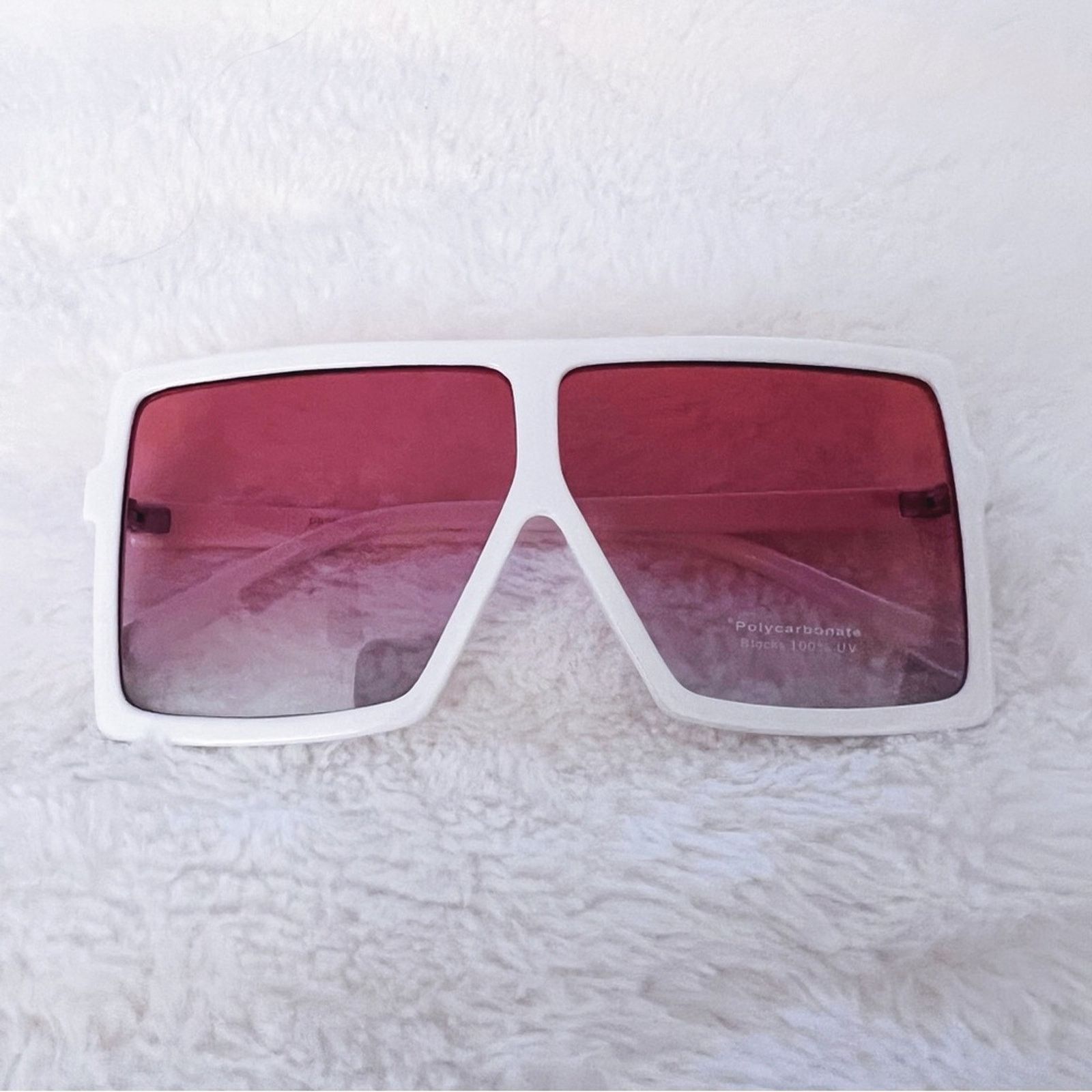 Other Ivonne White & Pink Oversized Square Sunglasses Size ONE SIZE - 2 Thumbnail