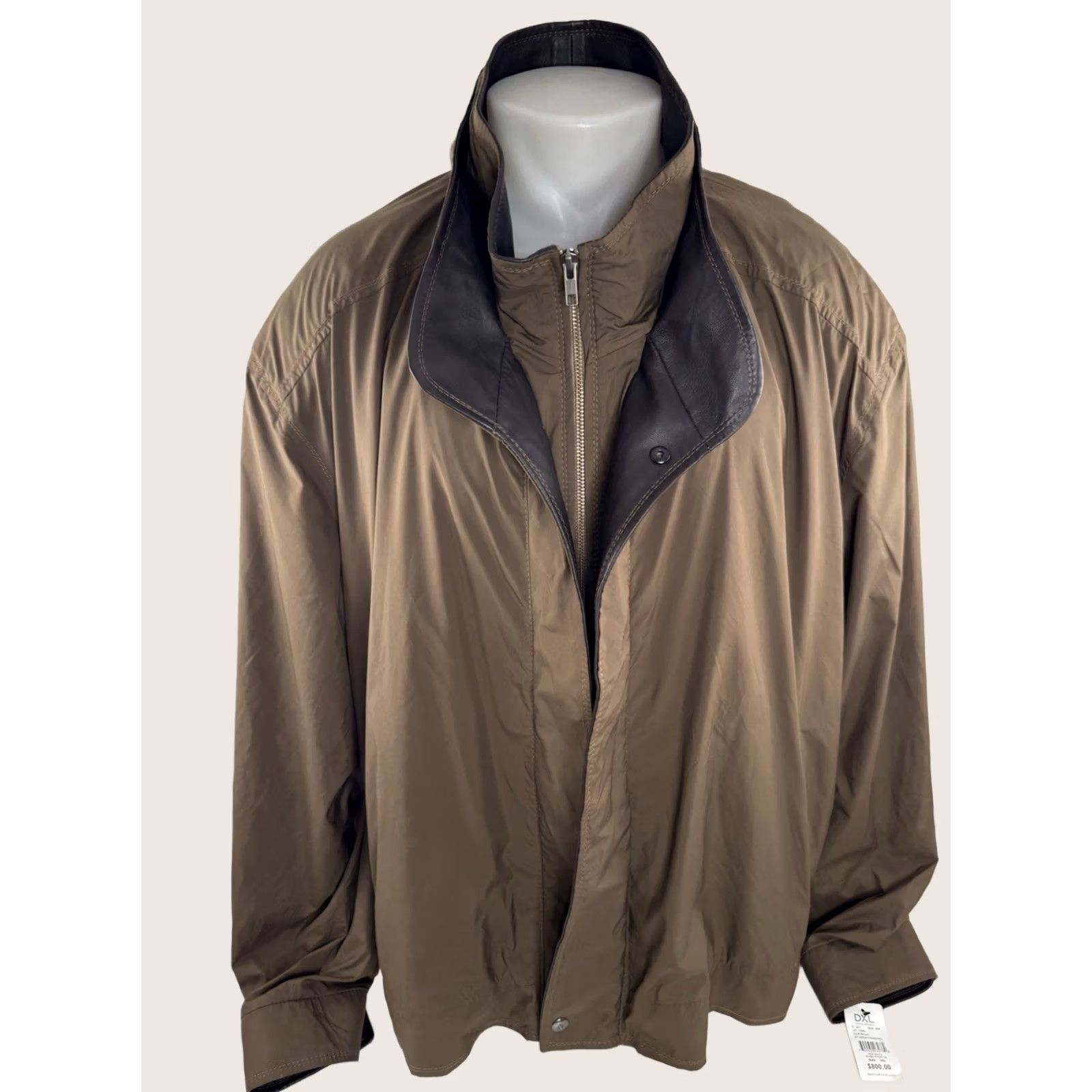 Vintage REMY - NEW w TAG - LEATHER TRIM Shoulder Pad 3XL Big & Tall Jacket MSRP: 00 Jacket 3XL Brown Mens Size US XXL / EU 58 / 5 - 1 Thumbnail